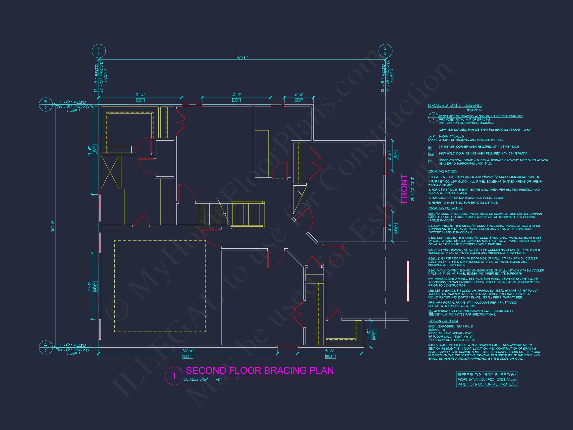 Craftsman house Plan with 3 Floors and Detailed CAD Designs