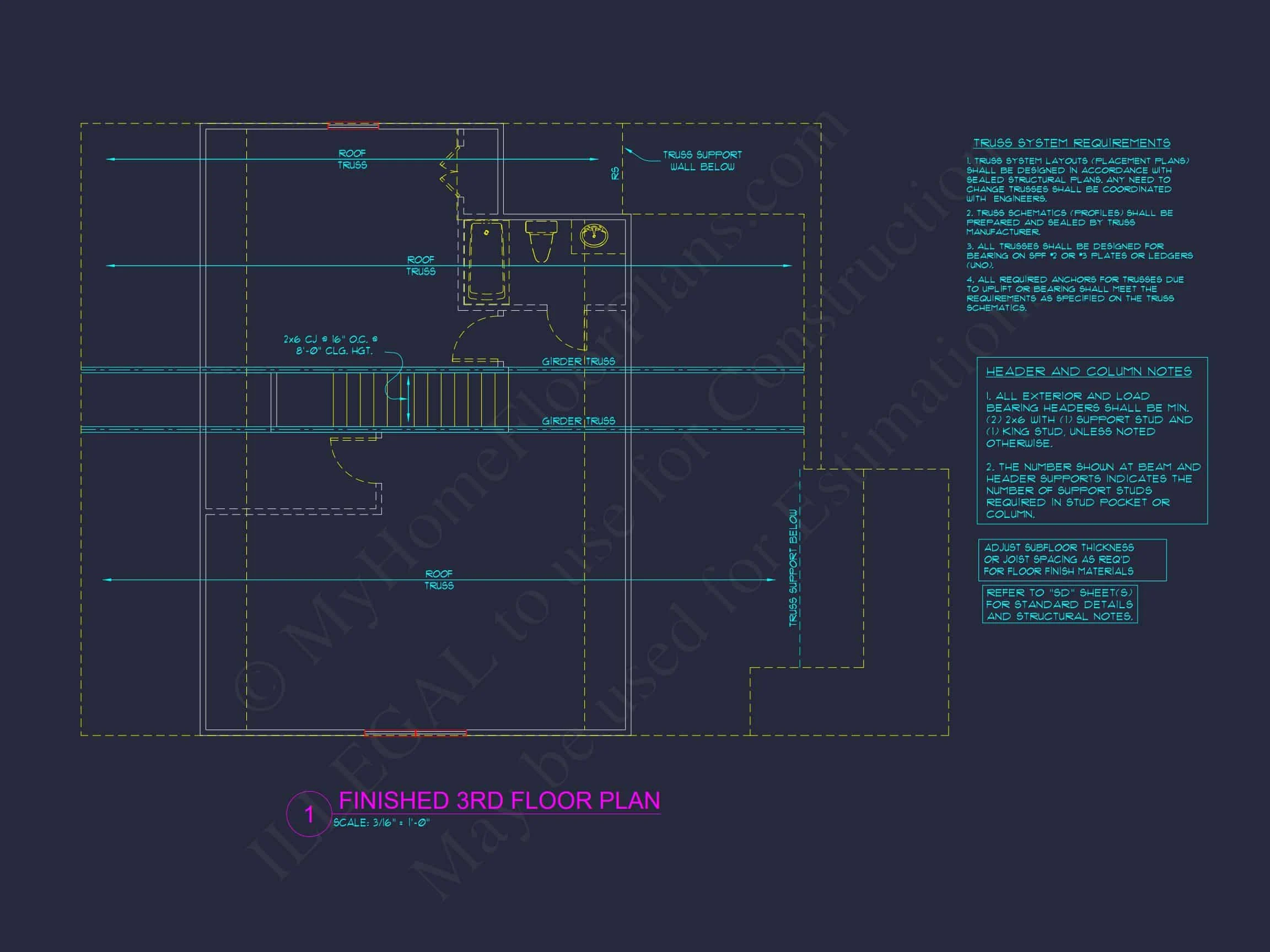 Craftsman house Plan with 3 Floors and Detailed CAD Designs