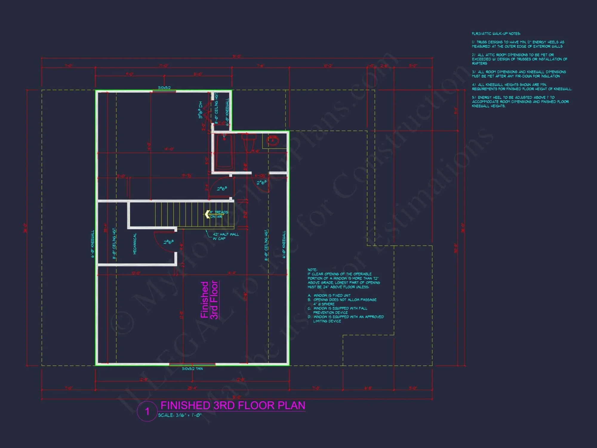 Craftsman house Plan with 3 Floors and Detailed CAD Designs