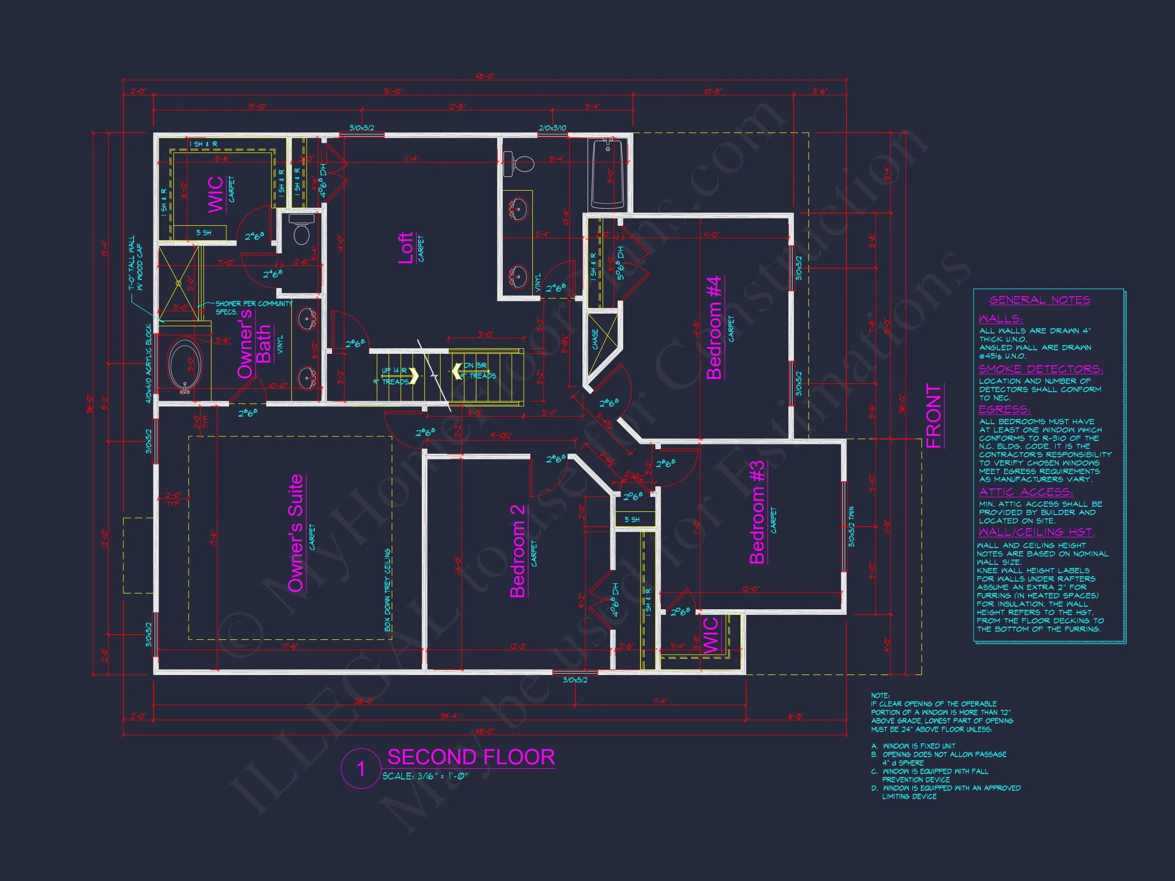 Craftsman house Plan with 3 Floors and Detailed CAD Designs