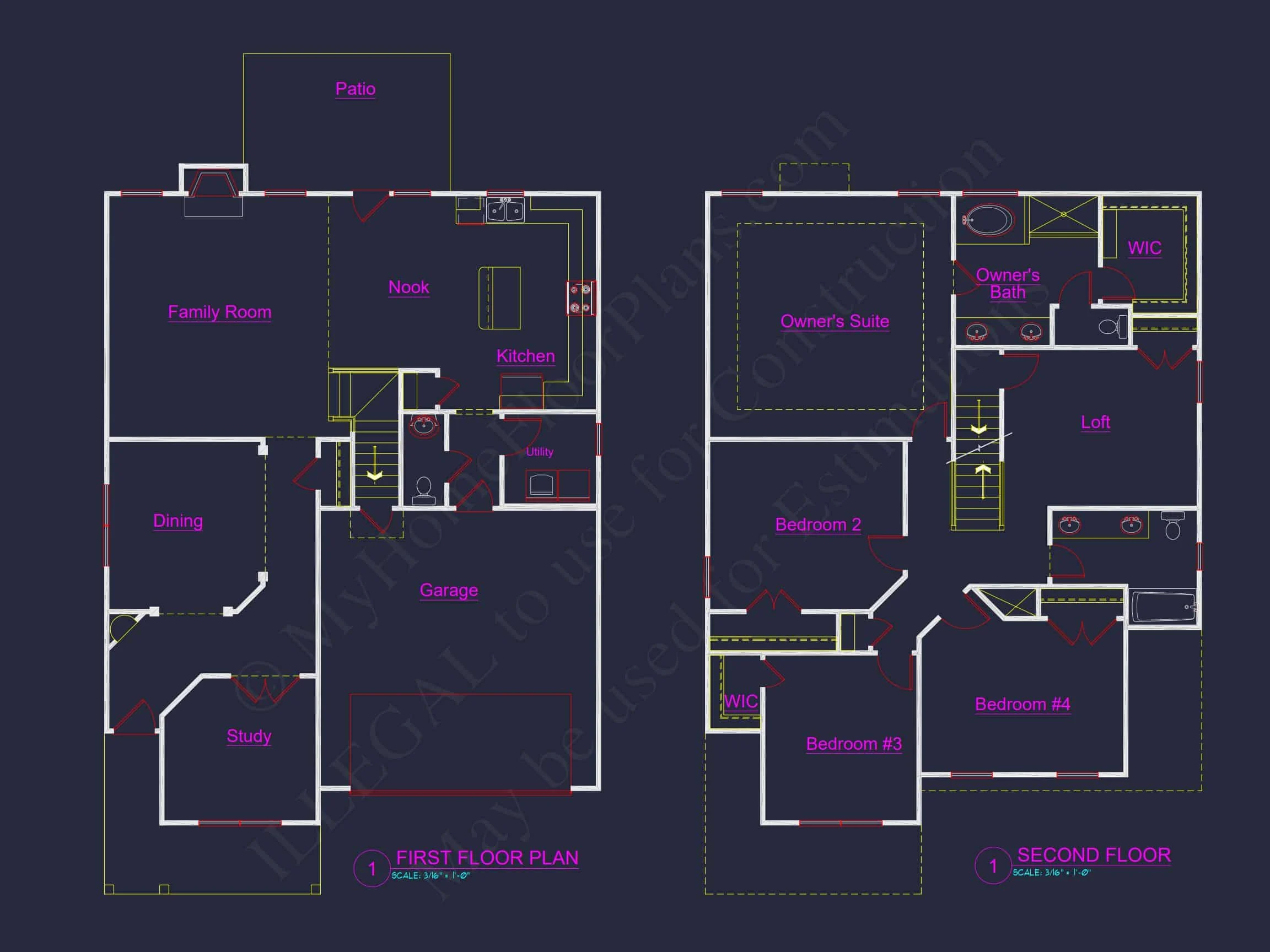 Craftsman house Plan with 3 Floors and Detailed CAD Designs