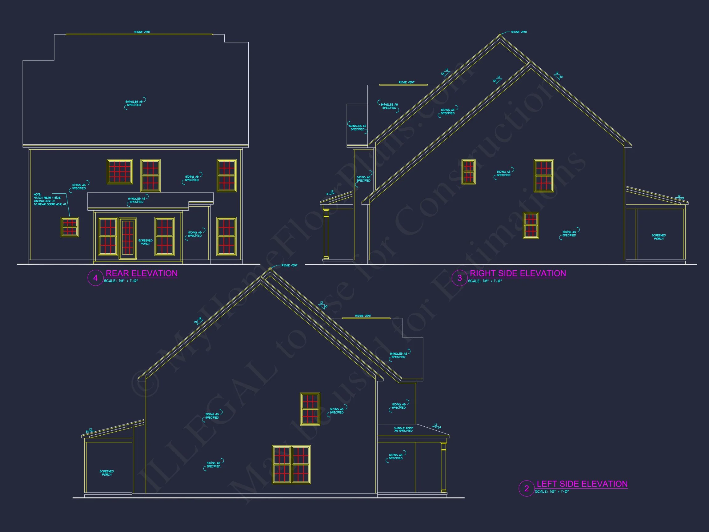 Craftsman house Plan with 3 Floors and Detailed CAD Designs