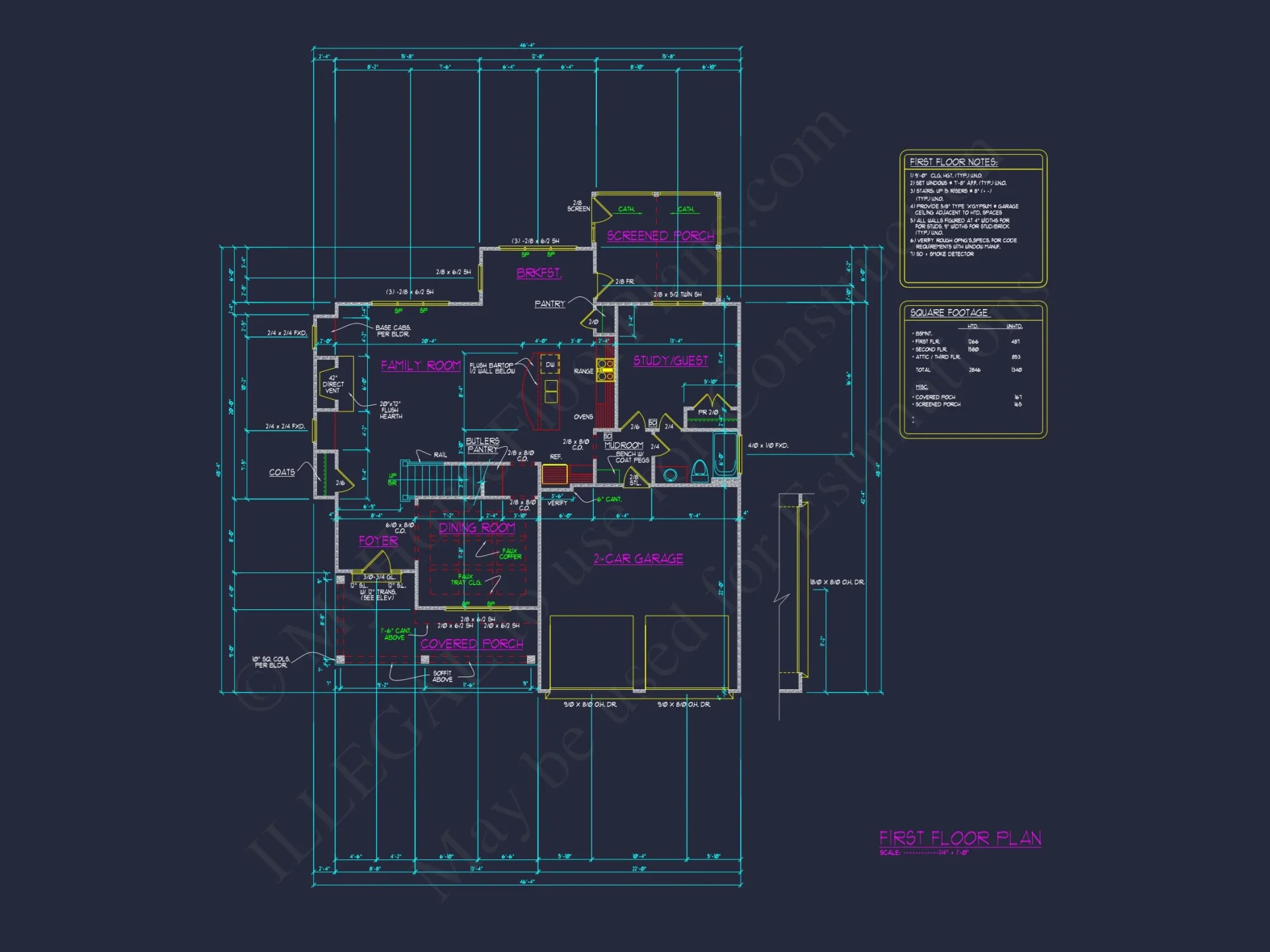 Traditional house Plan With 3 Floors, Open CAD Designs & Porch