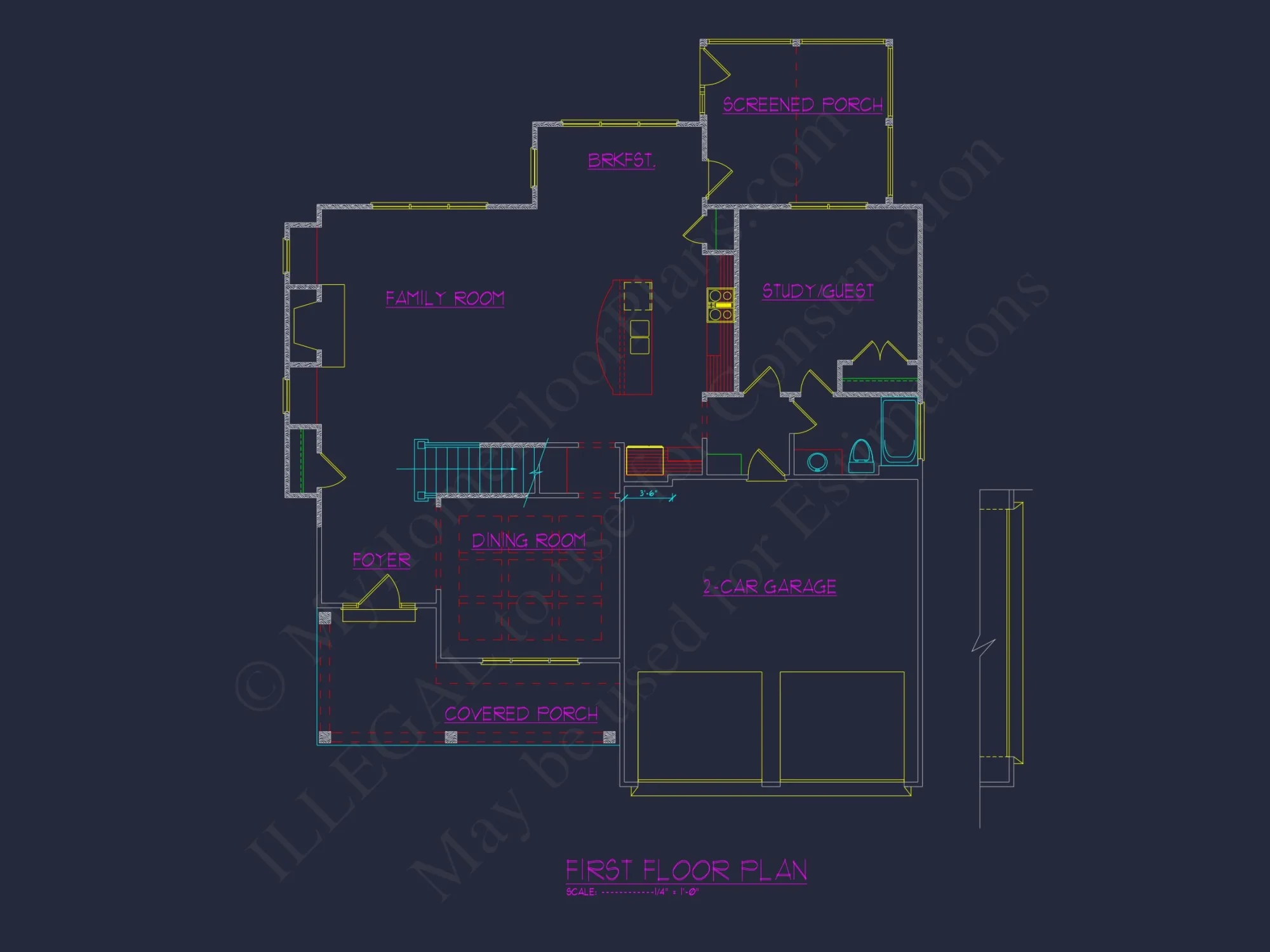 Traditional house Plan With 3 Floors, Open CAD Designs & Porch