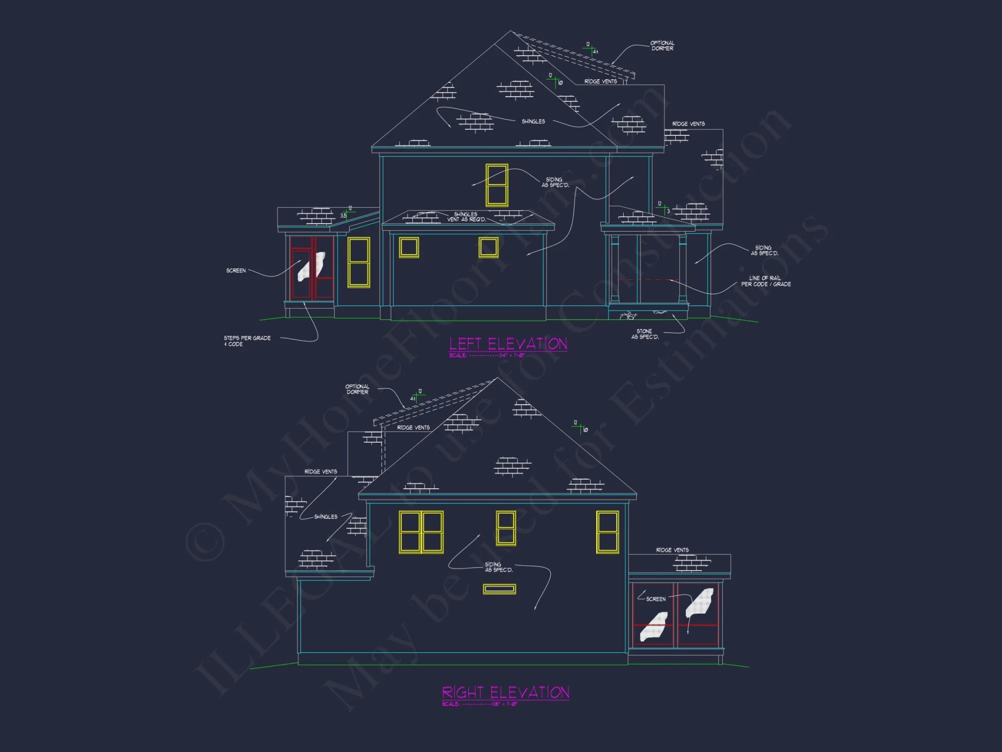 Traditional house Plan With 3 Floors, Open CAD Designs & Porch