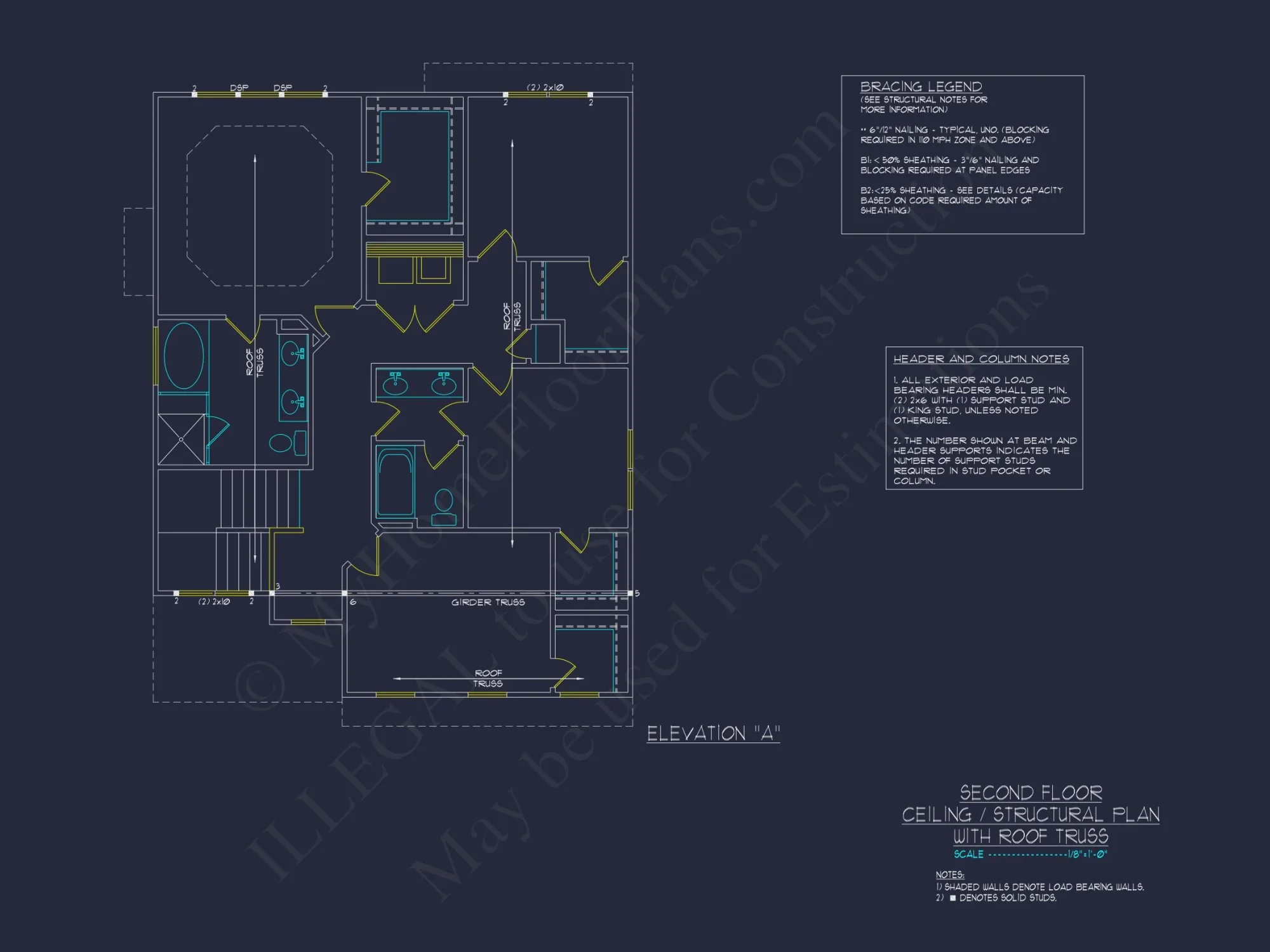Elegant house Plan with 2-Story Floor Plan, CAD Designs & Blueprint