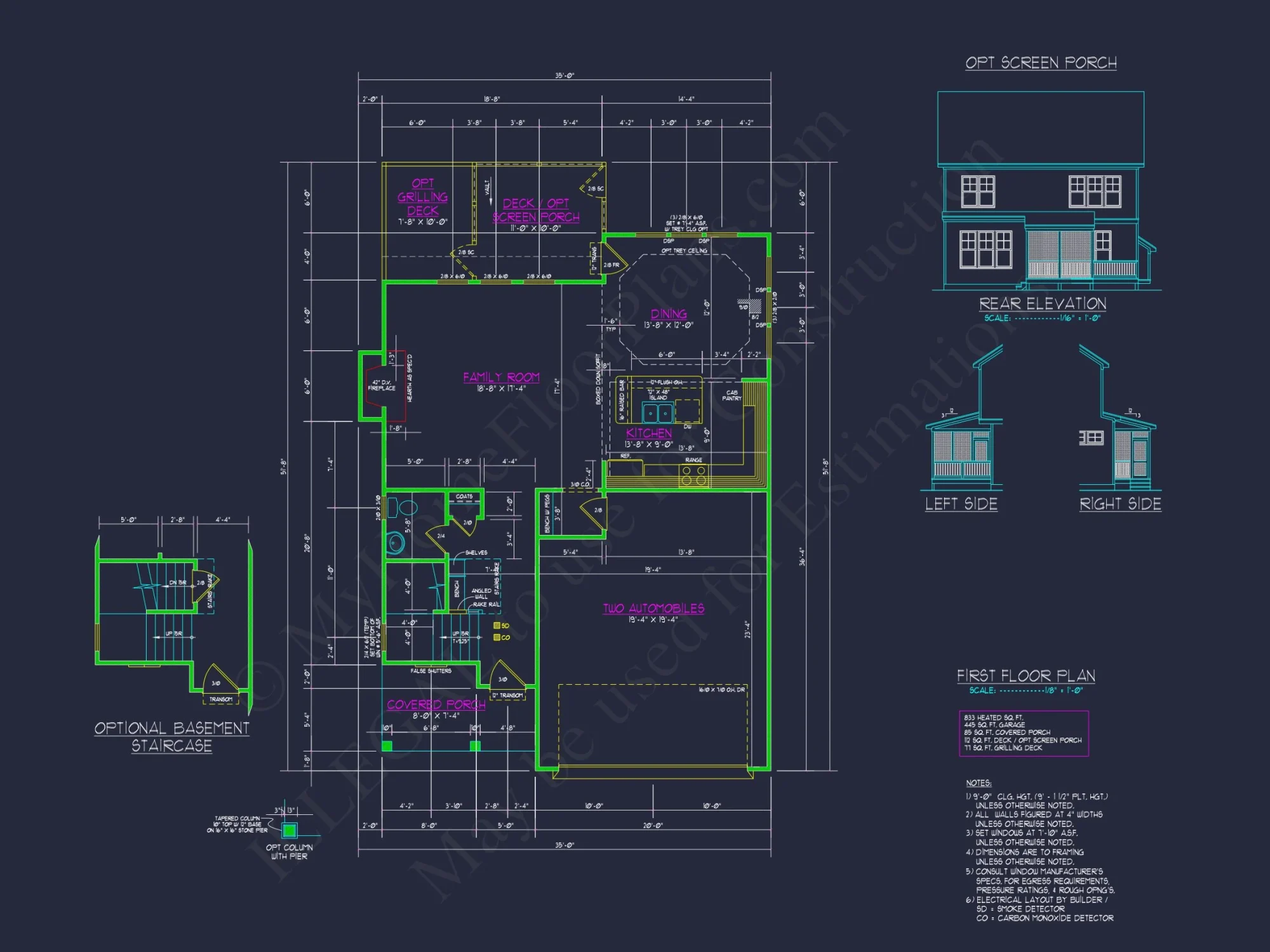 Elegant house Plan with 2-Story Floor Plan, CAD Designs & Blueprint