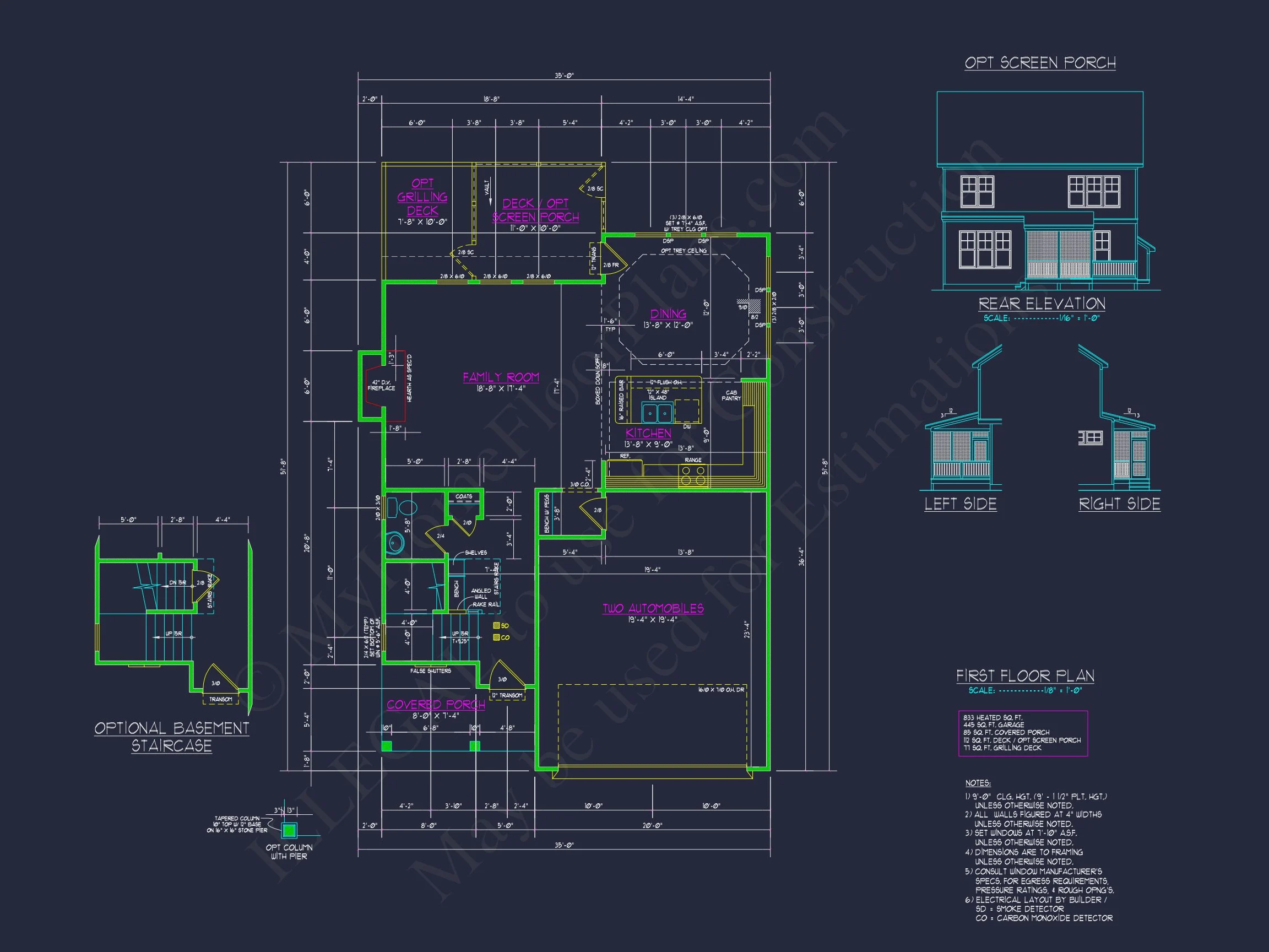12-2711 HOUSE PLAN - Elegant House Plan with 2-Story Floor Plan, CAD Designs & Blueprint 15 Elegant house Plan with 2-Story Floor Plan, CAD Designs & Blueprint