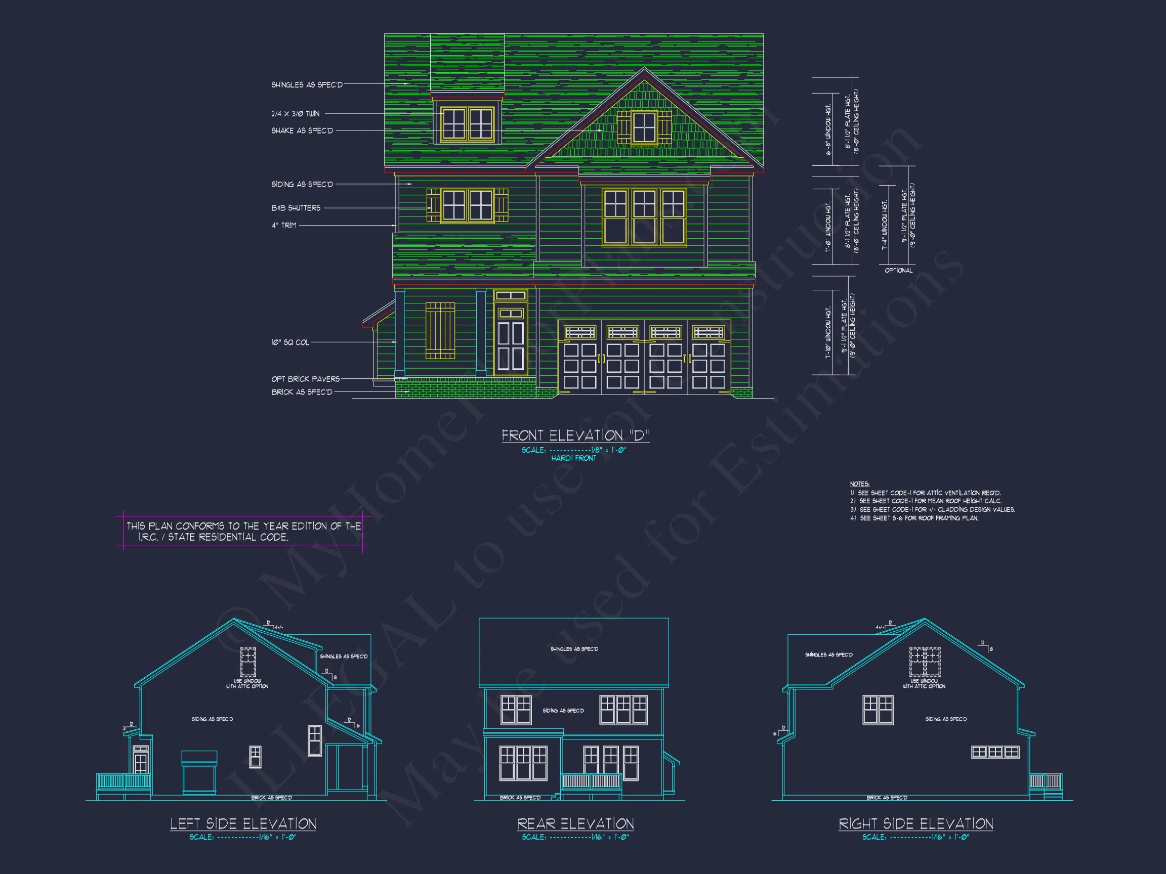 12-2711 HOUSE PLAN - Elegant House Plan with 2-Story Floor Plan, CAD Designs & Blueprint 6 Elegant house Plan with 2-Story Floor Plan, CAD Designs & Blueprint