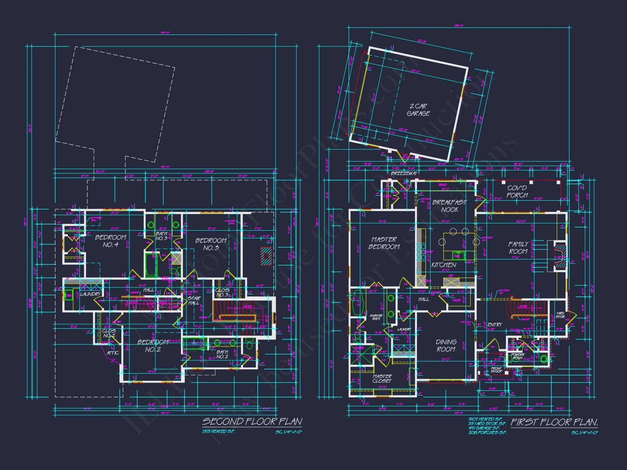 Elegant house Plan with Open Floor Design and Architectural Blueprint
