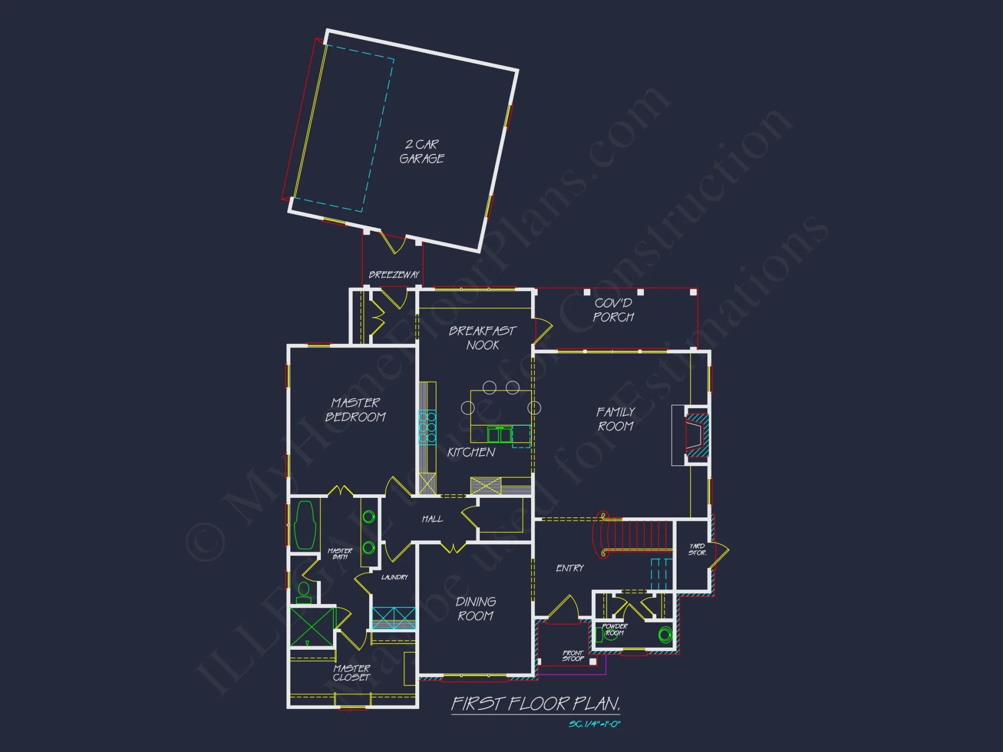 Elegant house Plan with Open Floor Design and Architectural Blueprint