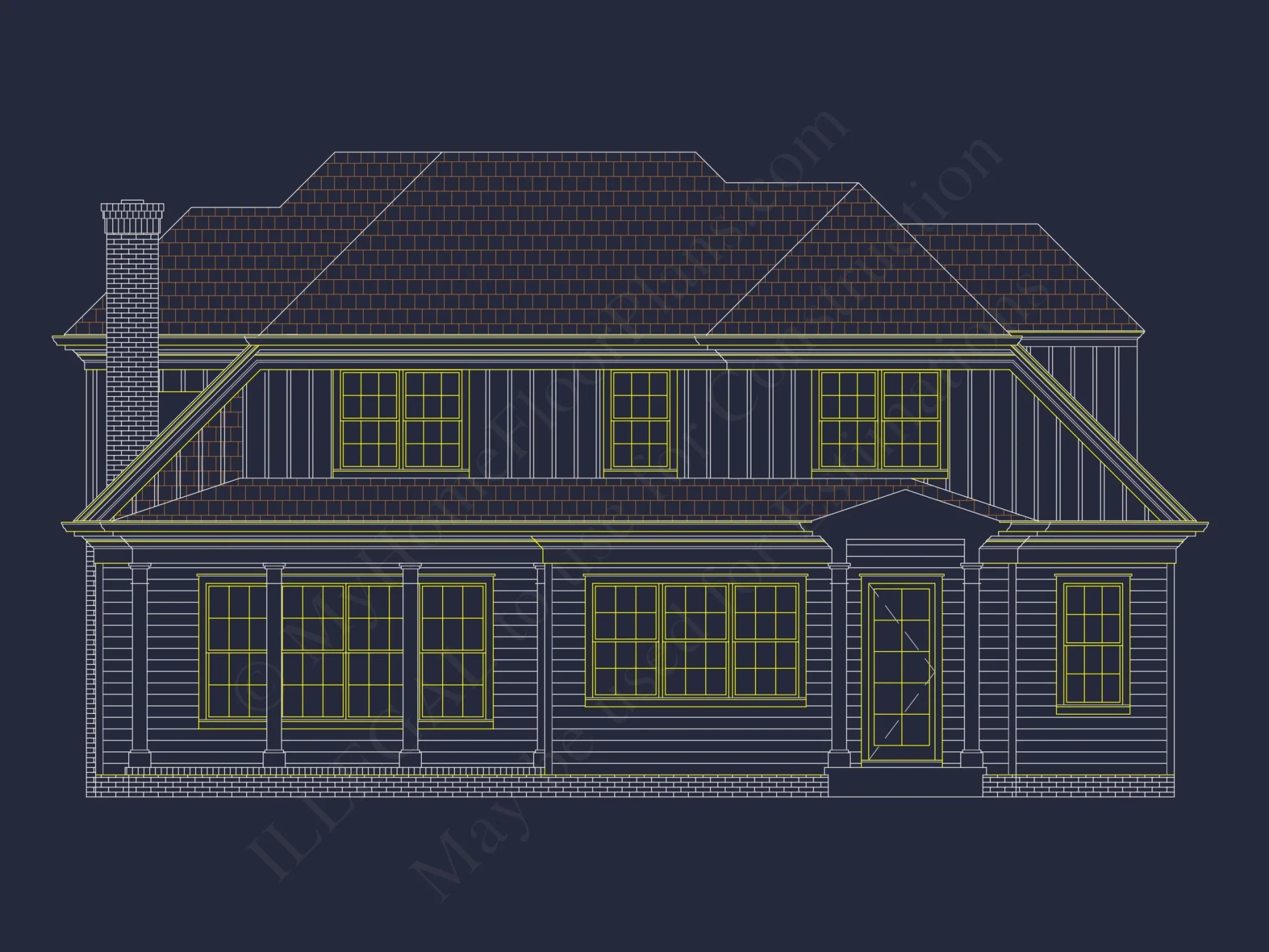 Elegant house Plan with Open Floor Design and Architectural Blueprint