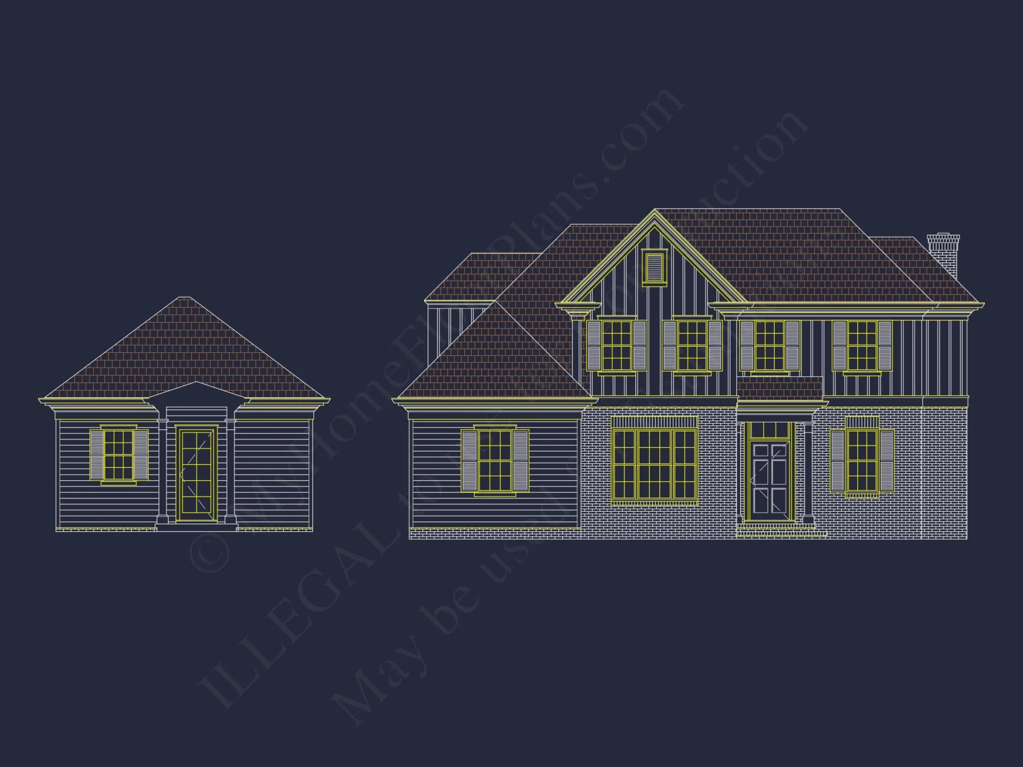 Elegant house Plan with Open Floor Design and Architectural Blueprint