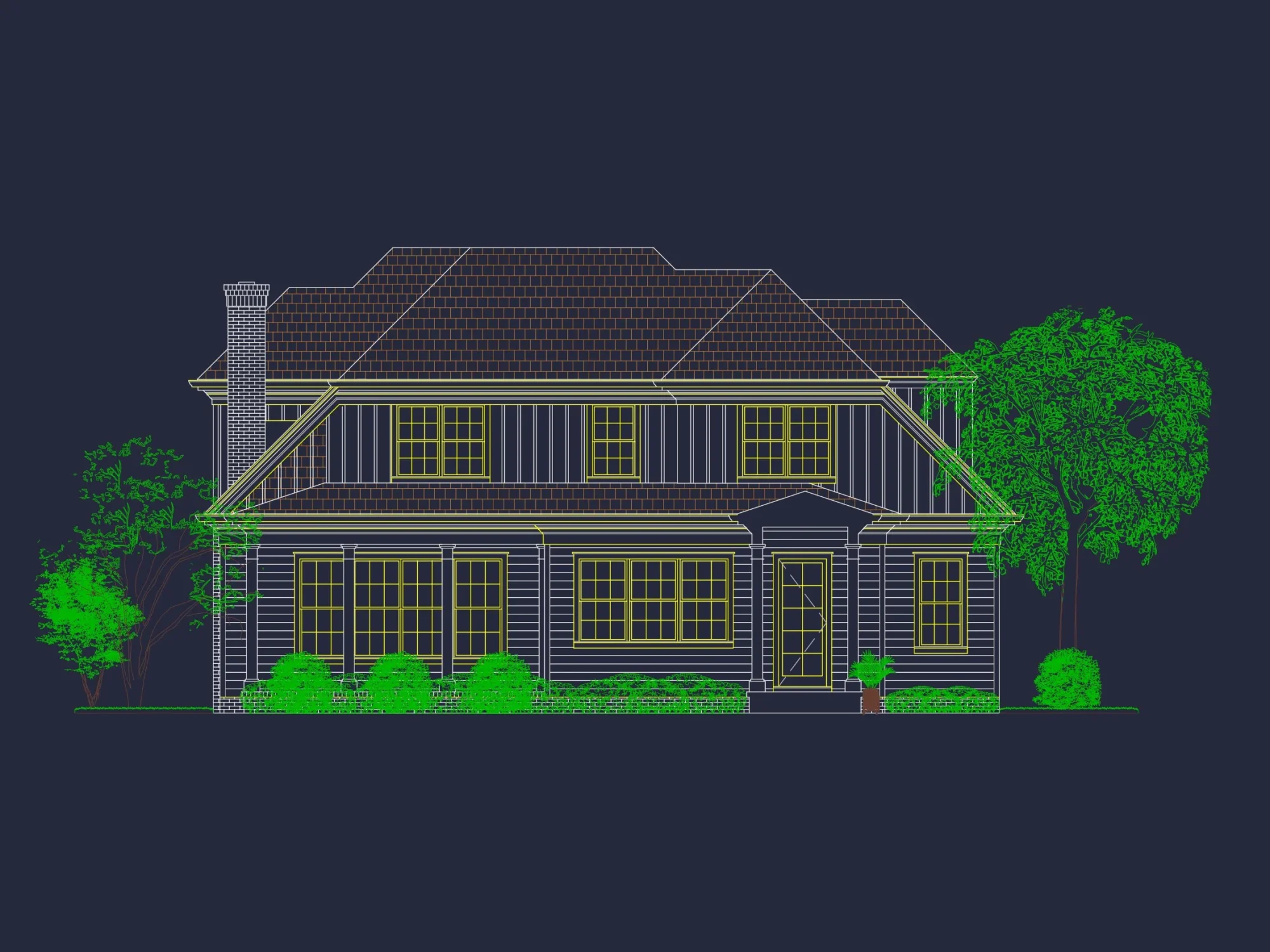 Elegant house Plan with Open Floor Design and Architectural Blueprint