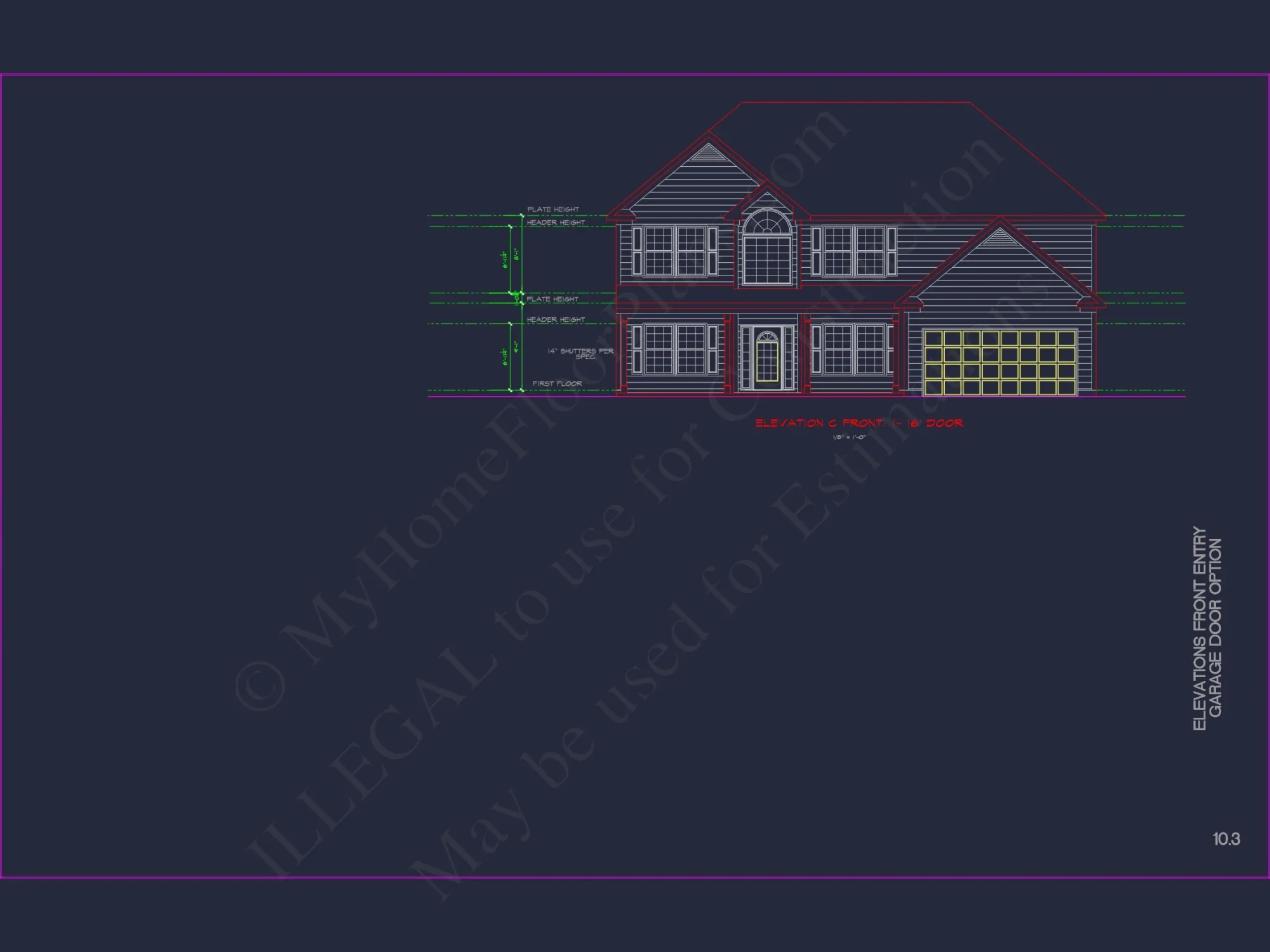 Modern Colonial house Plan with CAD Designs and Blueprints