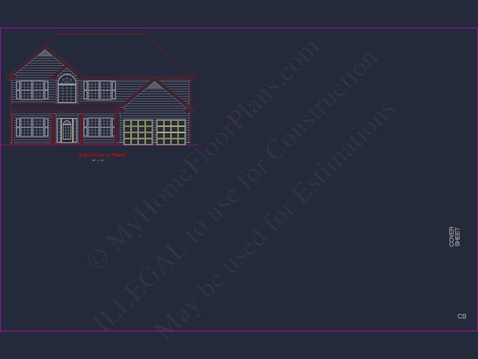 Modern Colonial house Plan with CAD Designs and Blueprints