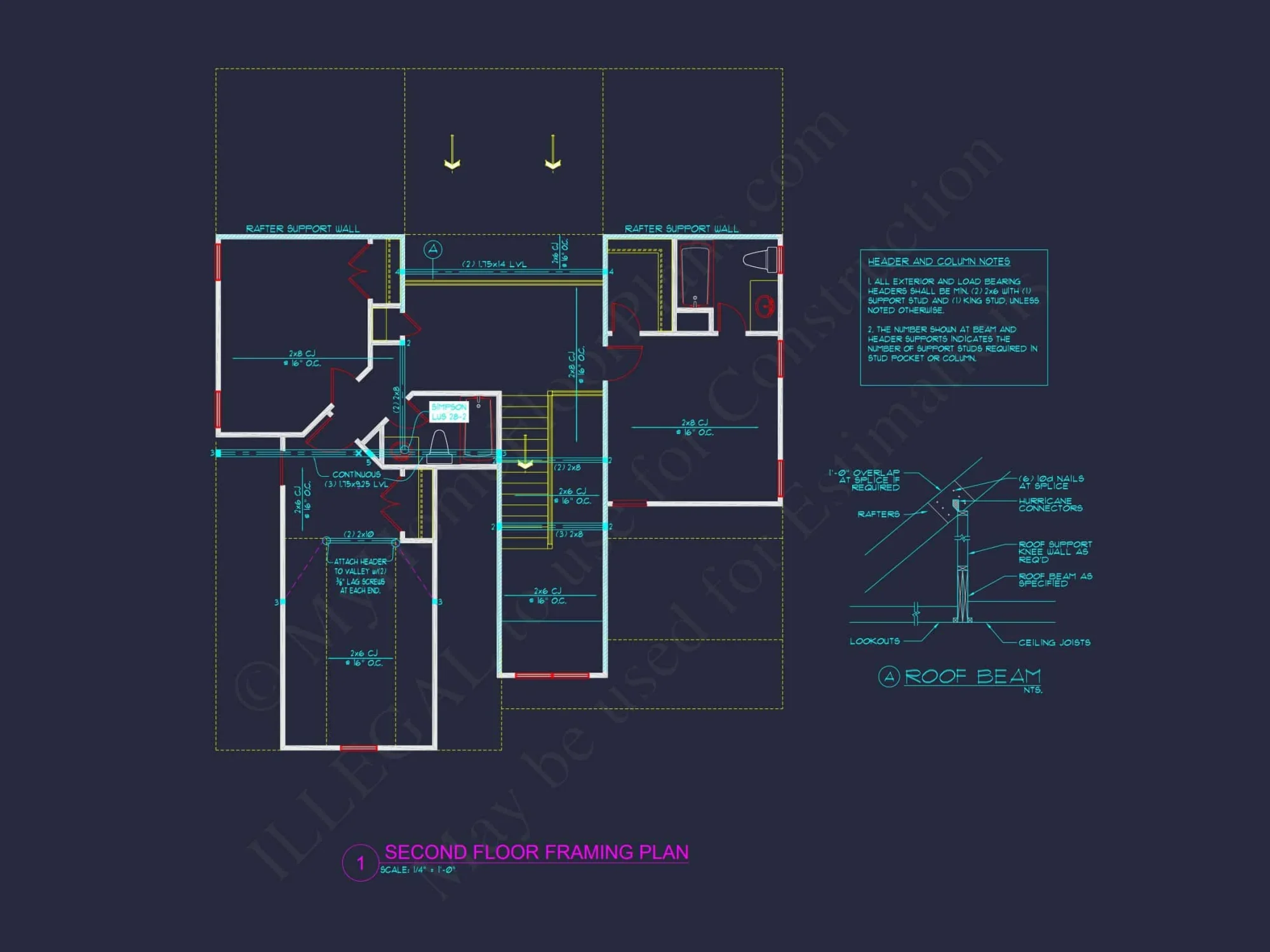 Modern Craftsman house Plan with 2 Floors, Garage & Attic