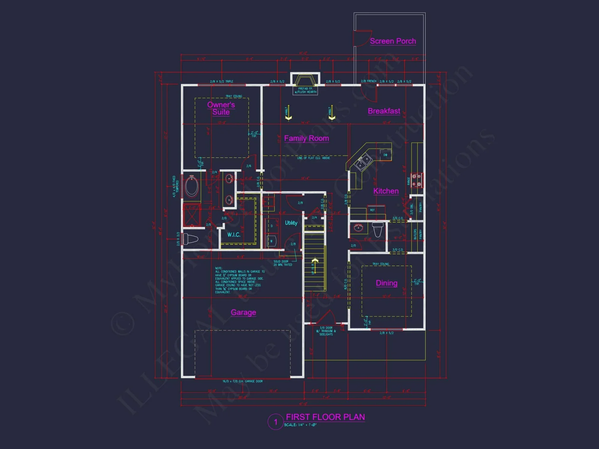 Modern Craftsman house Plan with 2 Floors, Garage & Attic