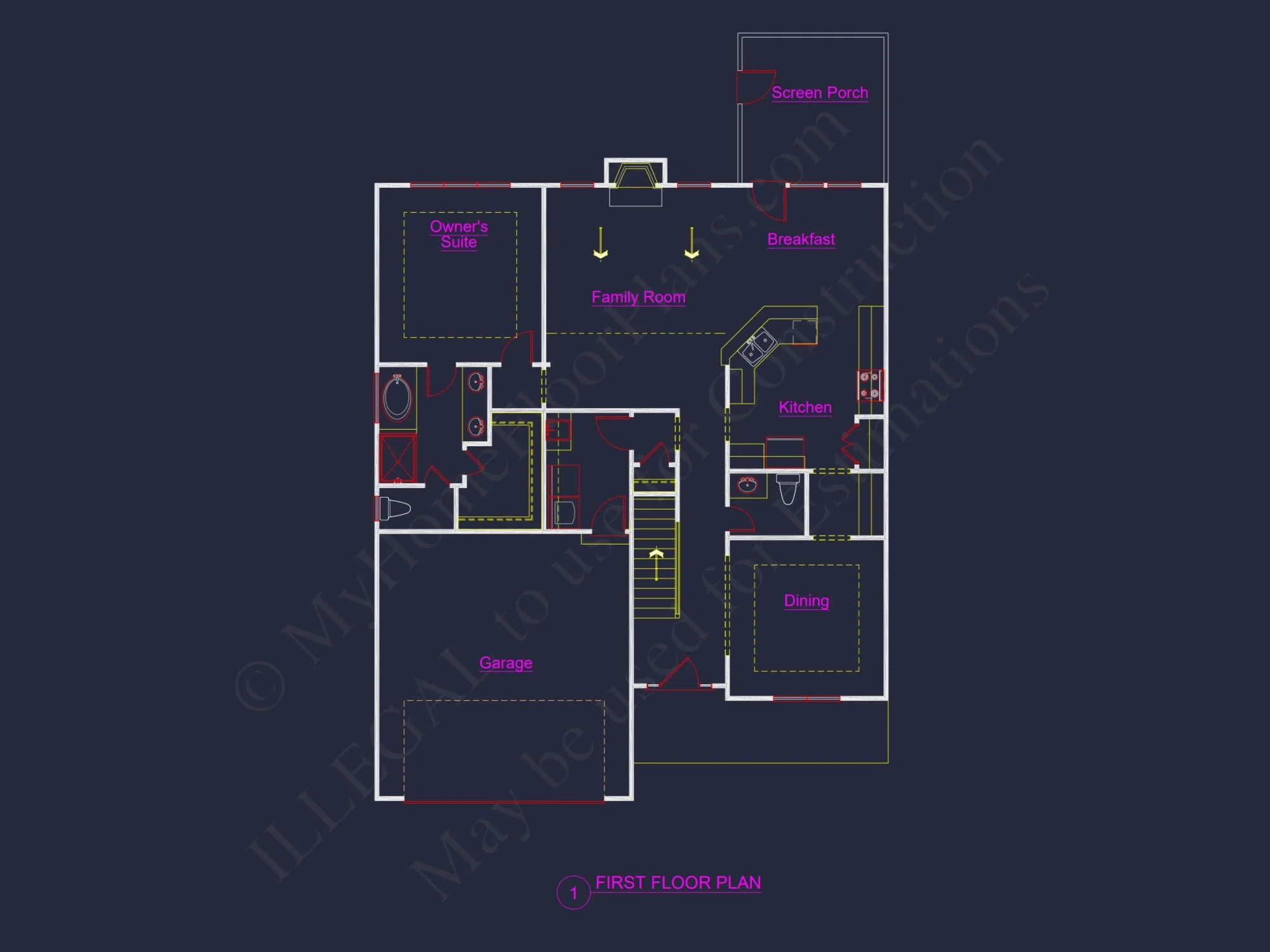 Modern Craftsman house Plan with 2 Floors, Garage & Attic