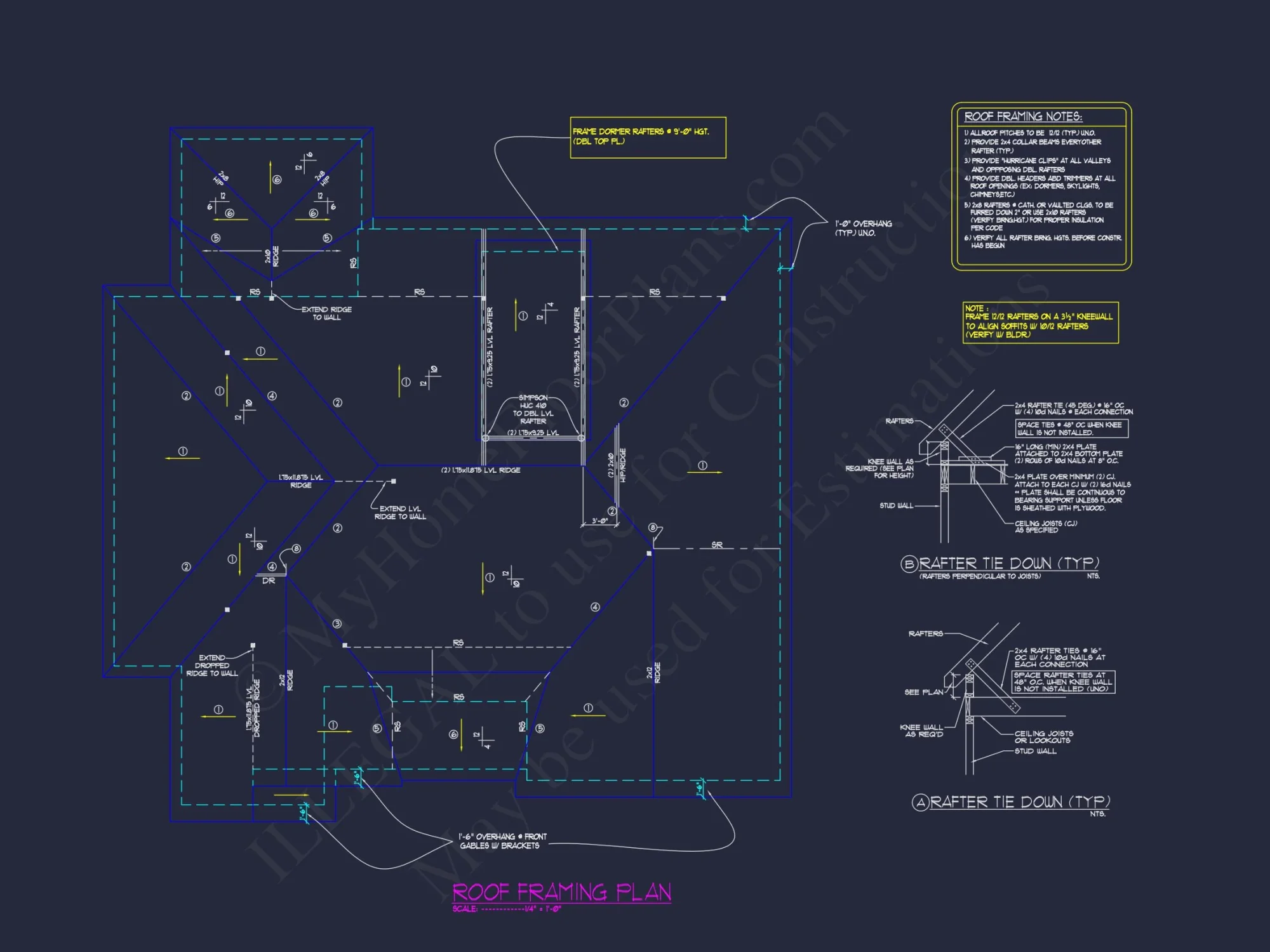 Craftsman house Floor Plan with CAD Blueprint and Designs