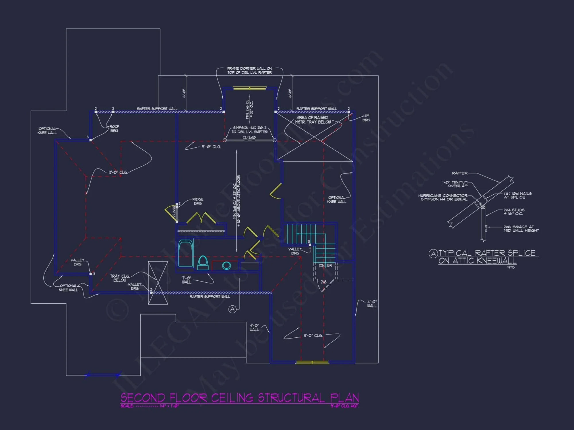 Craftsman house Floor Plan with CAD Blueprint and Designs