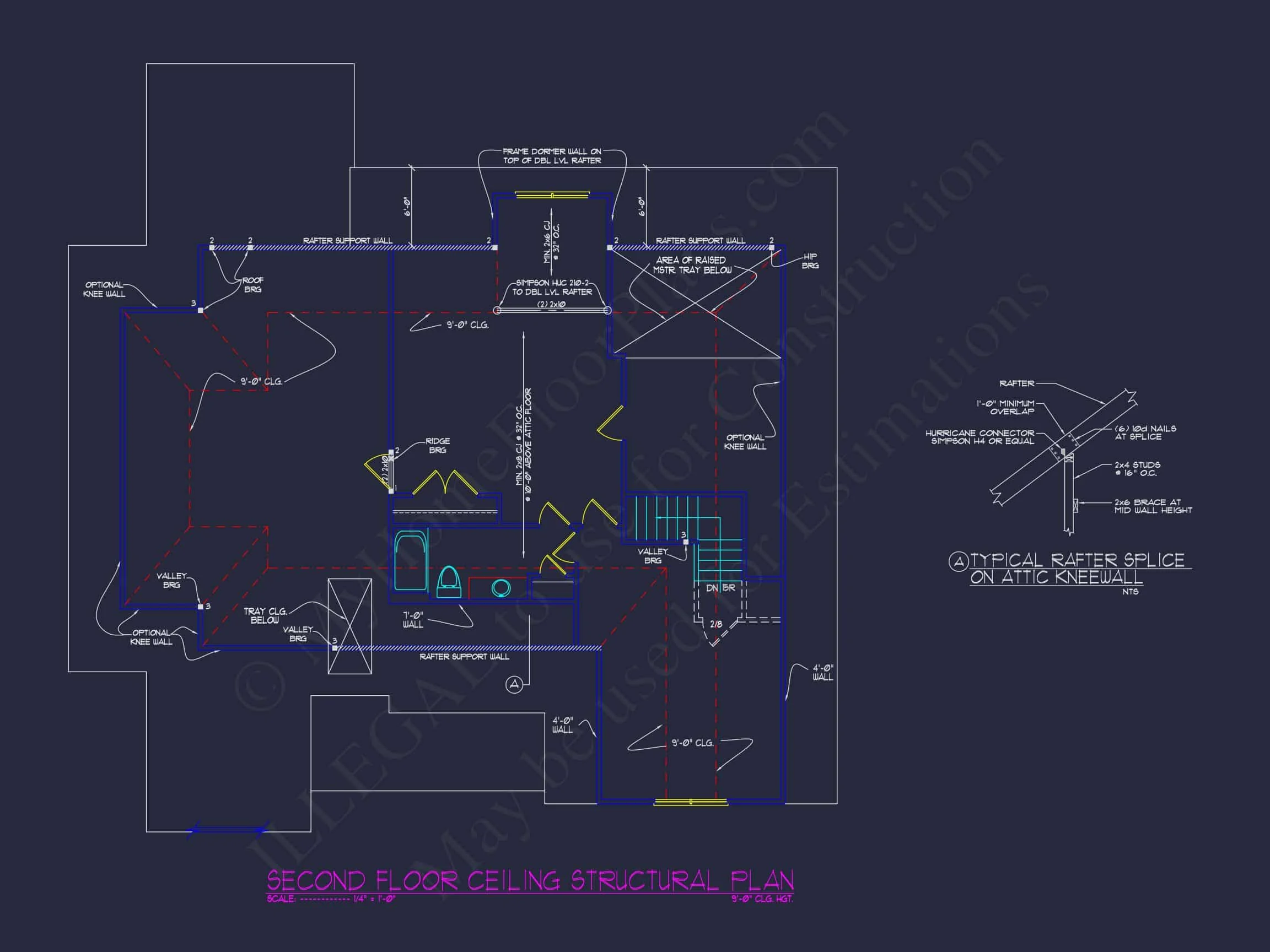 Craftsman house Floor Plan with CAD Blueprint and Designs