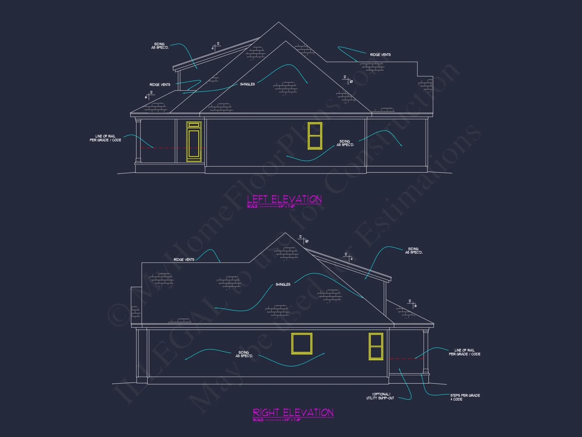Craftsman house Floor Plan with CAD Blueprint and Designs