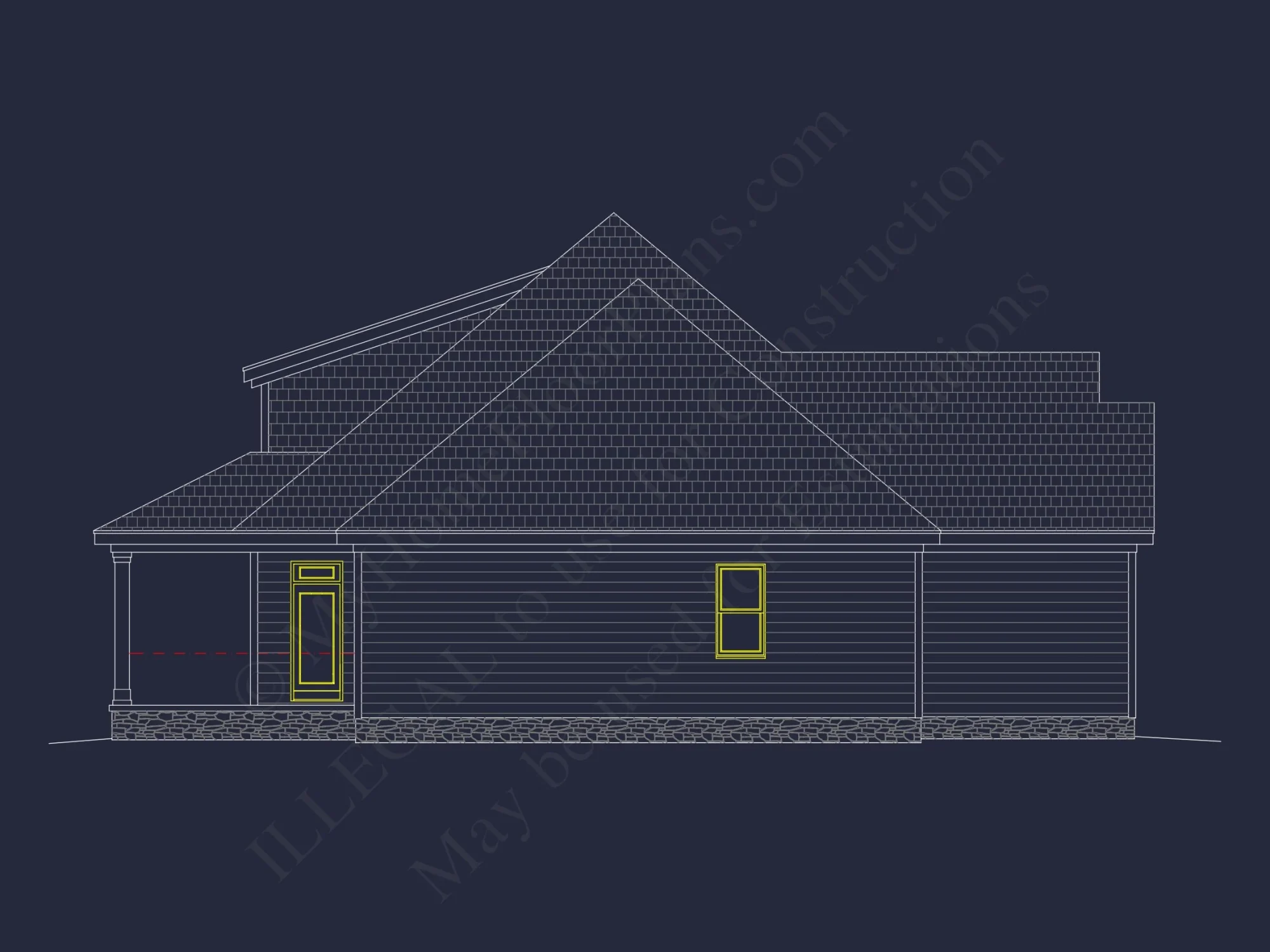 Craftsman house Floor Plan with CAD Blueprint and Designs