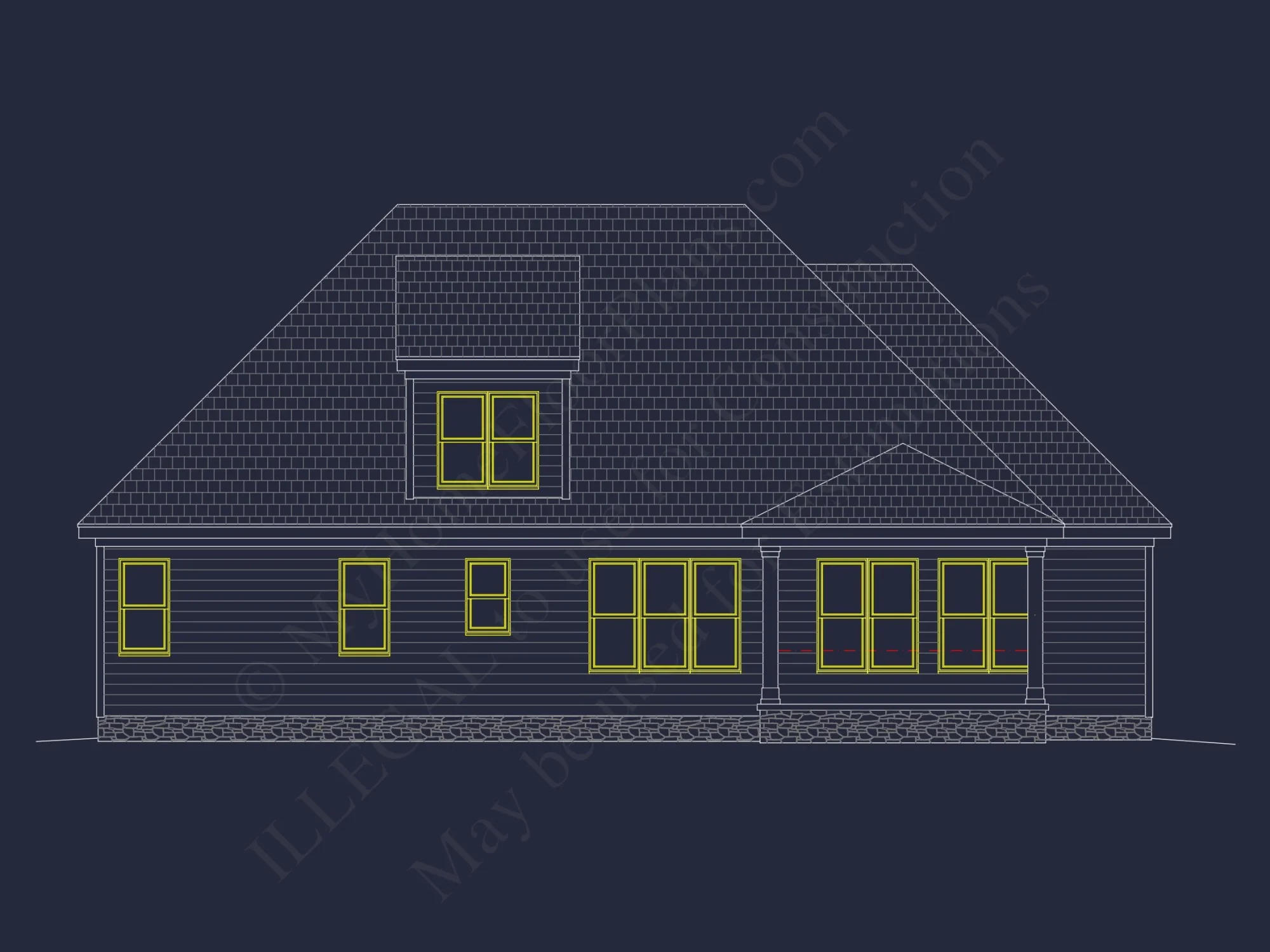 Craftsman house Floor Plan with CAD Blueprint and Designs