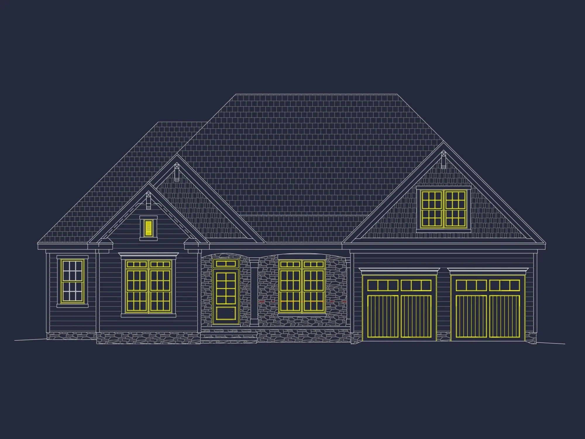 Craftsman house Floor Plan with CAD Blueprint and Designs