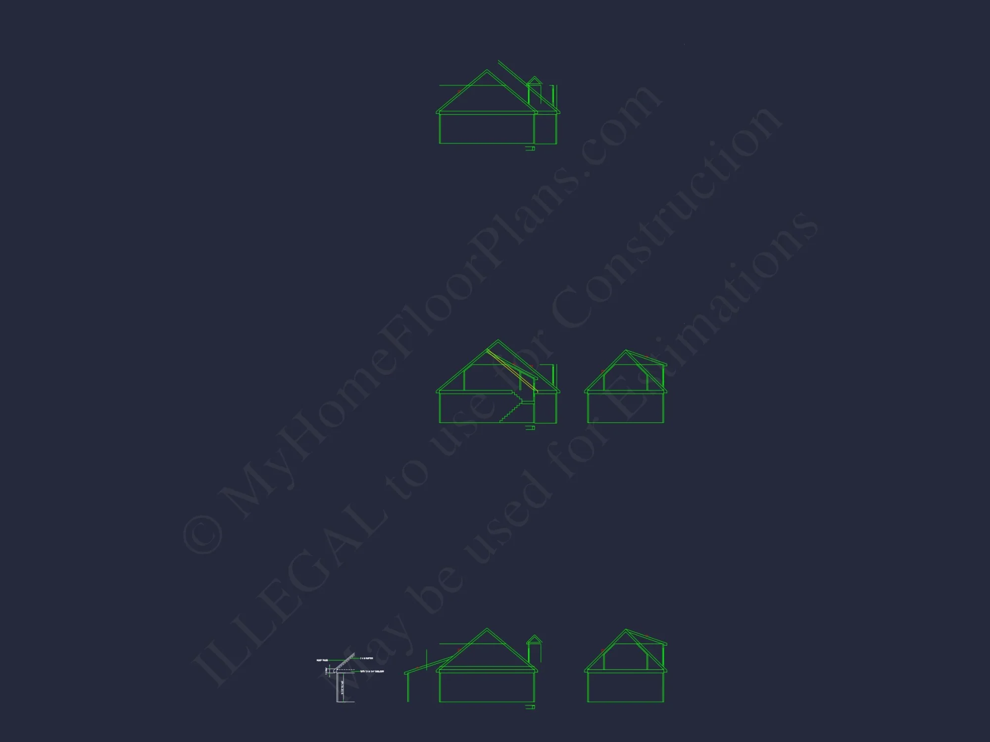 Craftsman house Plan with 4 Bedrooms, 2 Floors & 3 Elevations
