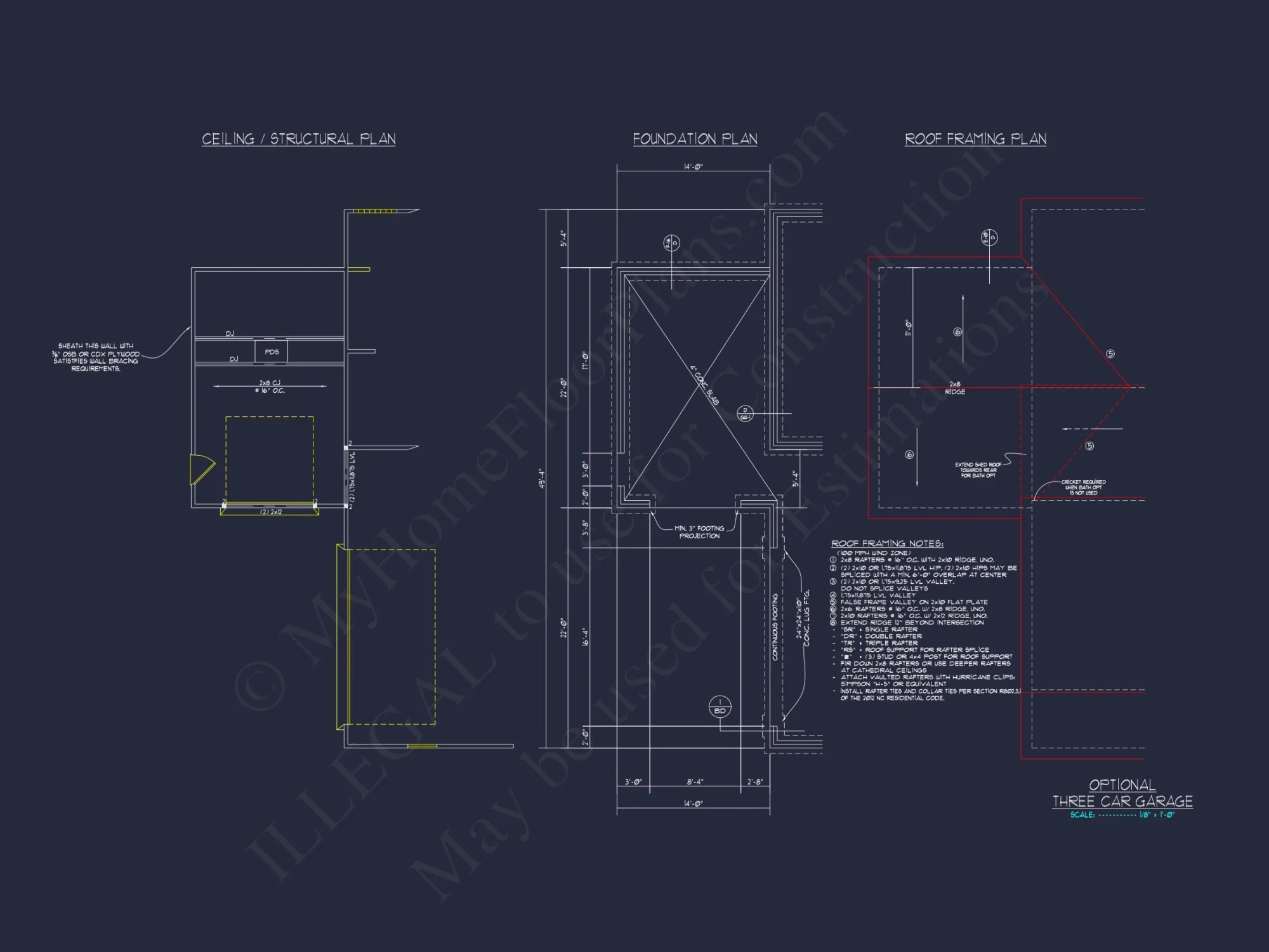 Craftsman house Plan with 4 Bedrooms, 2 Floors & 3 Elevations