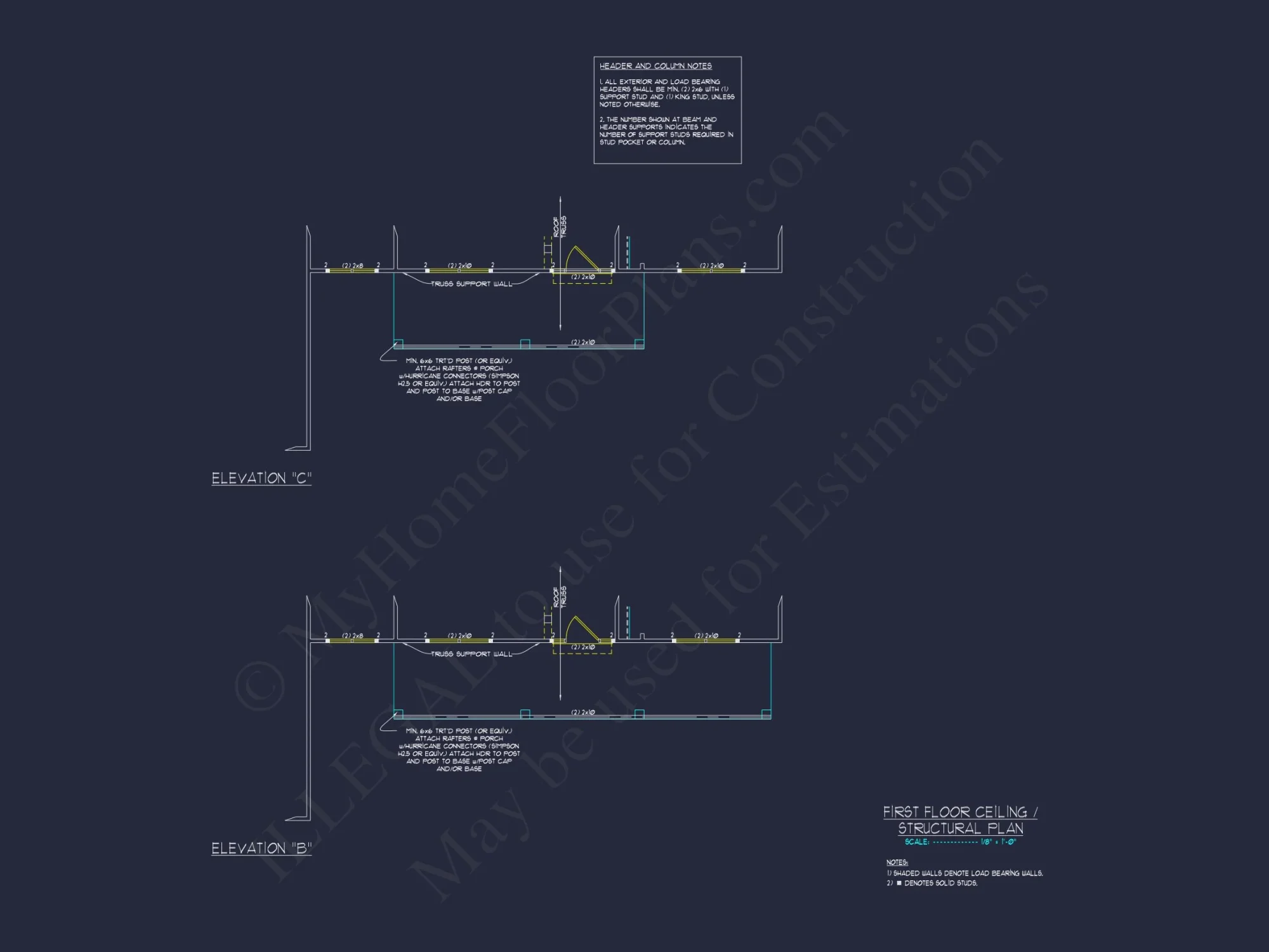 Craftsman house Plan with 4 Bedrooms, 2 Floors & 3 Elevations