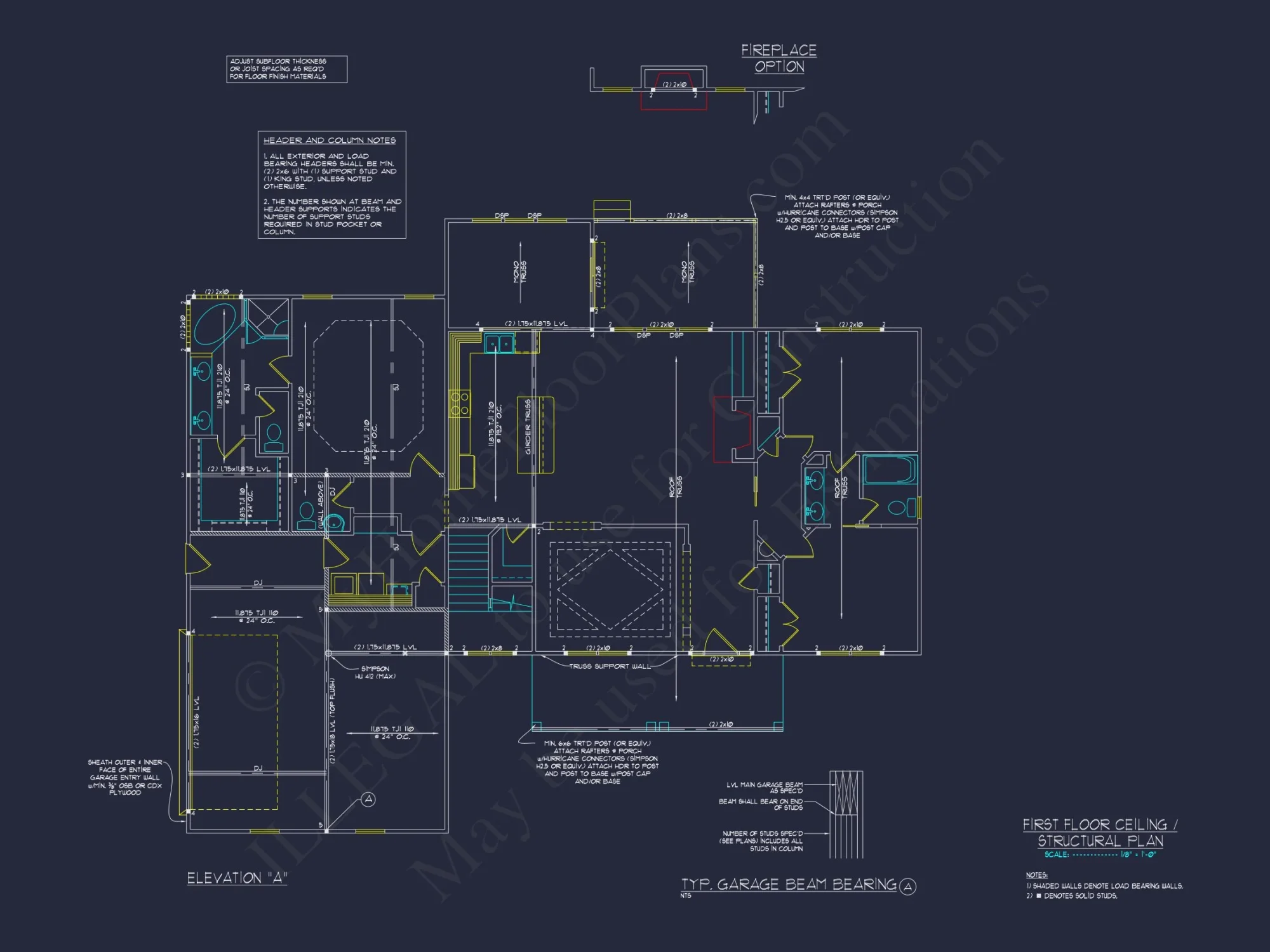 Craftsman house Plan with 4 Bedrooms, 2 Floors & 3 Elevations