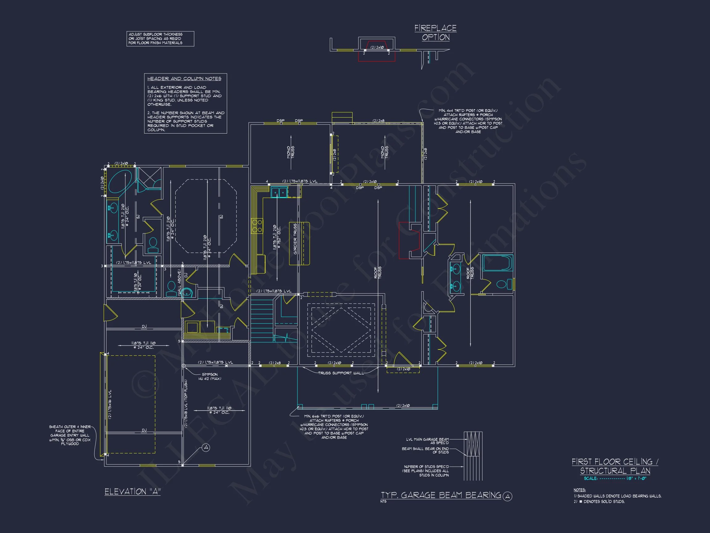 Craftsman house Plan with 4 Bedrooms, 2 Floors & 3 Elevations