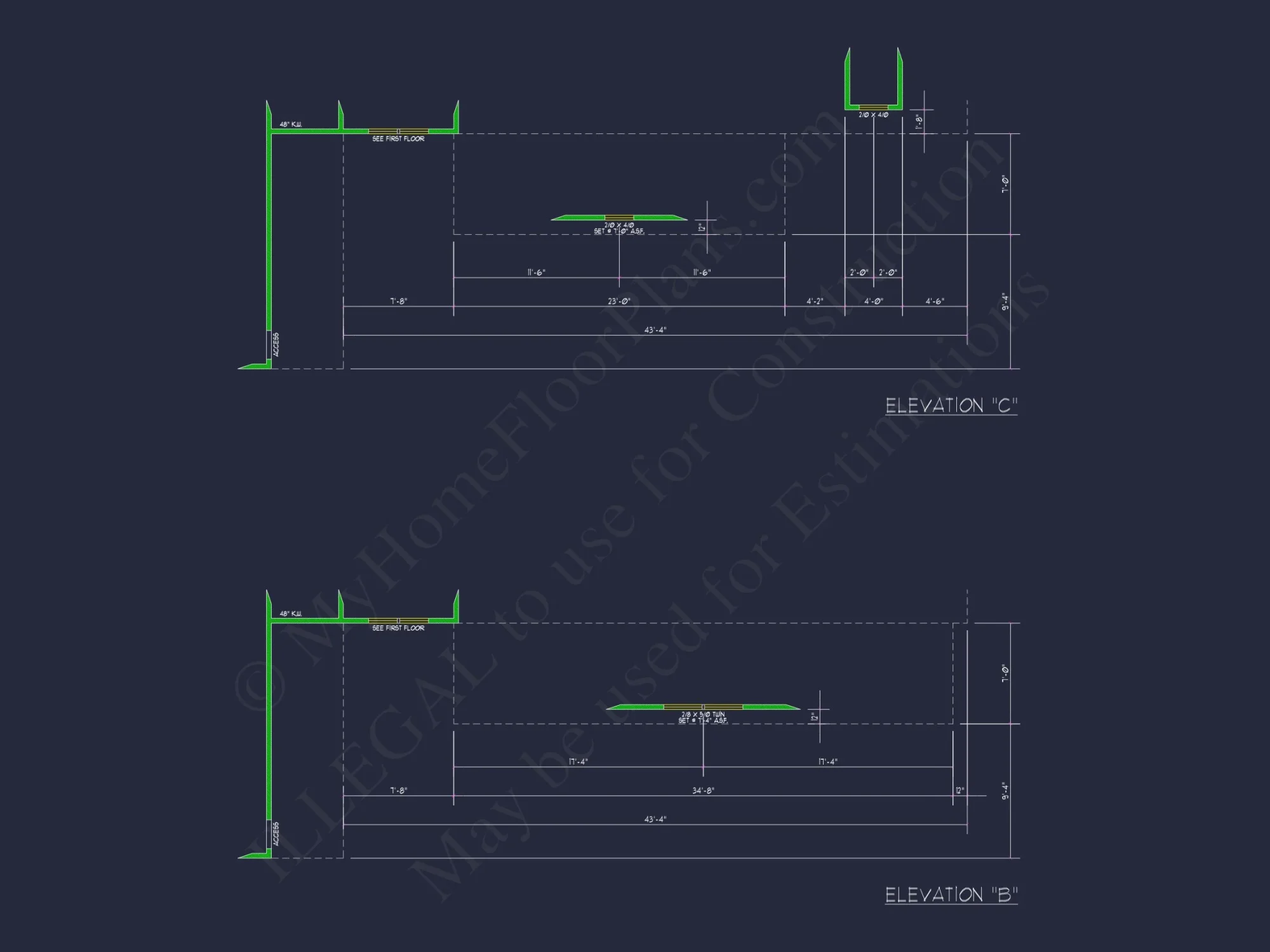 Craftsman house Plan with 4 Bedrooms, 2 Floors & 3 Elevations