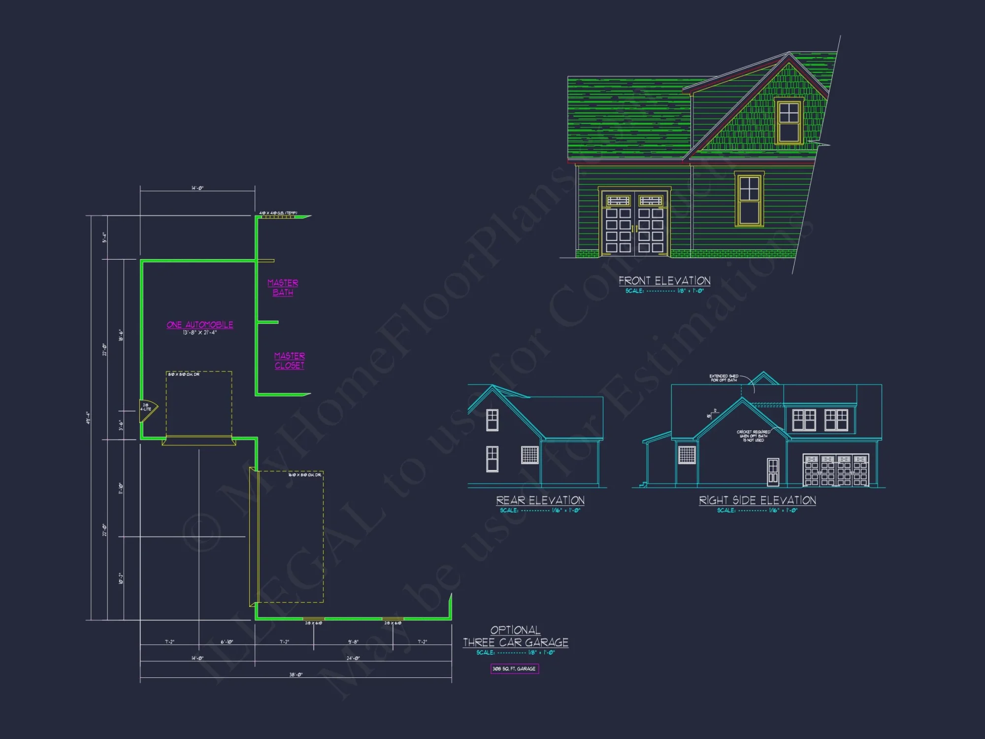 Craftsman house Plan with 4 Bedrooms, 2 Floors & 3 Elevations
