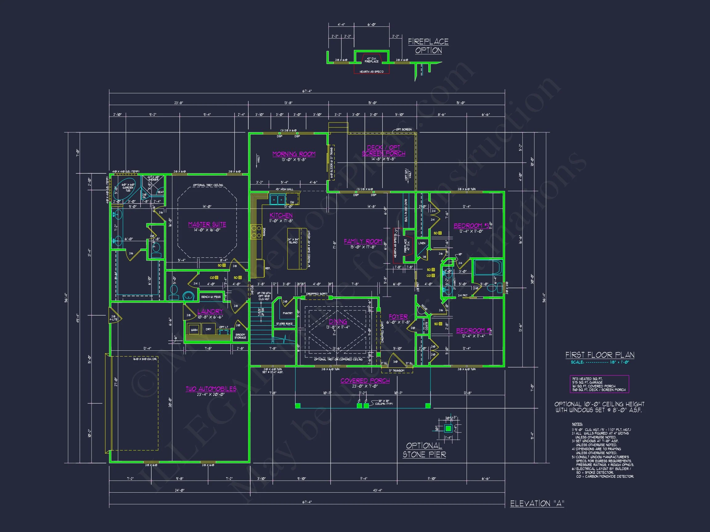 Craftsman house Plan with 4 Bedrooms, 2 Floors & 3 Elevations