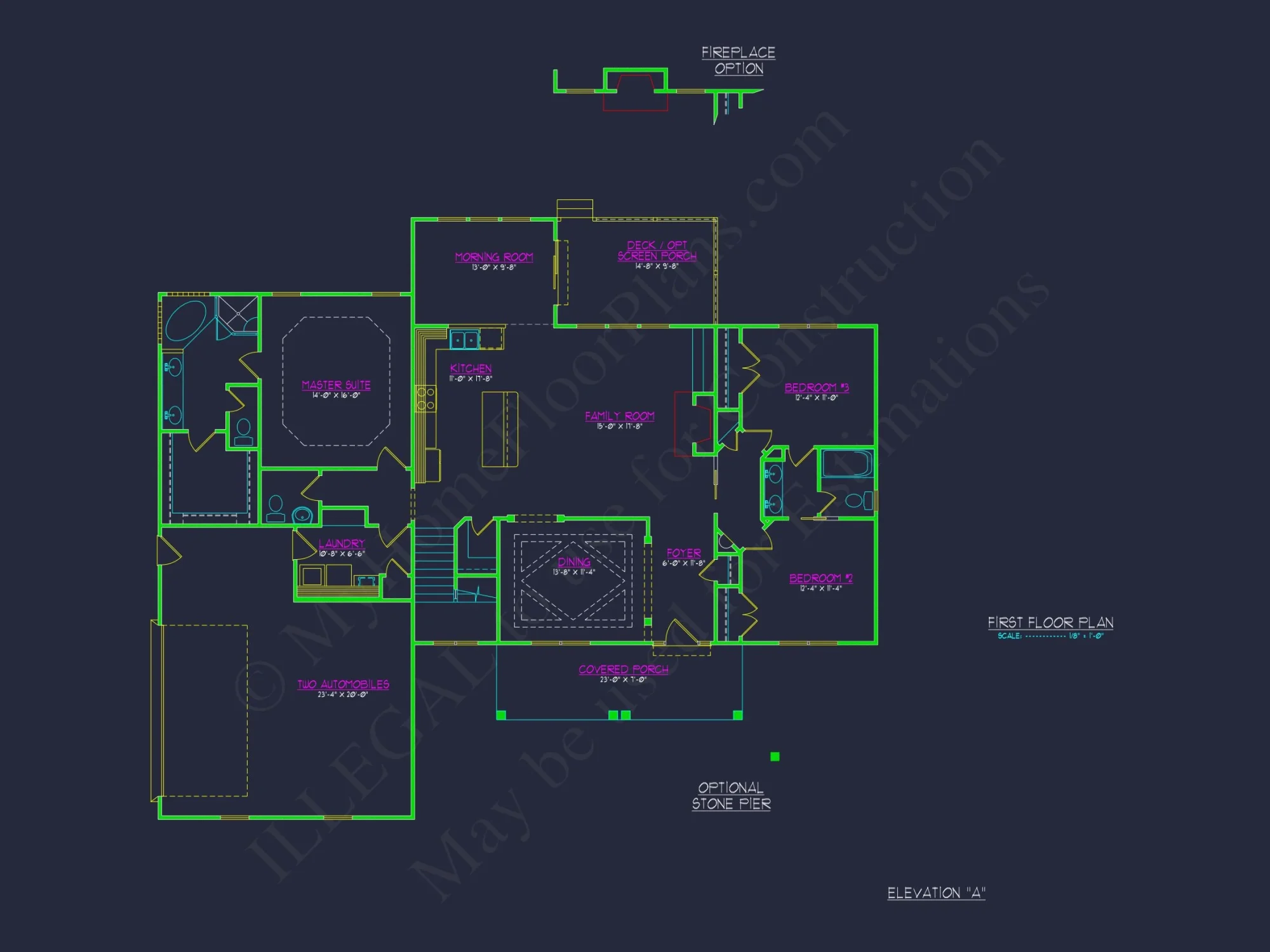 Craftsman house Plan with 4 Bedrooms, 2 Floors & 3 Elevations
