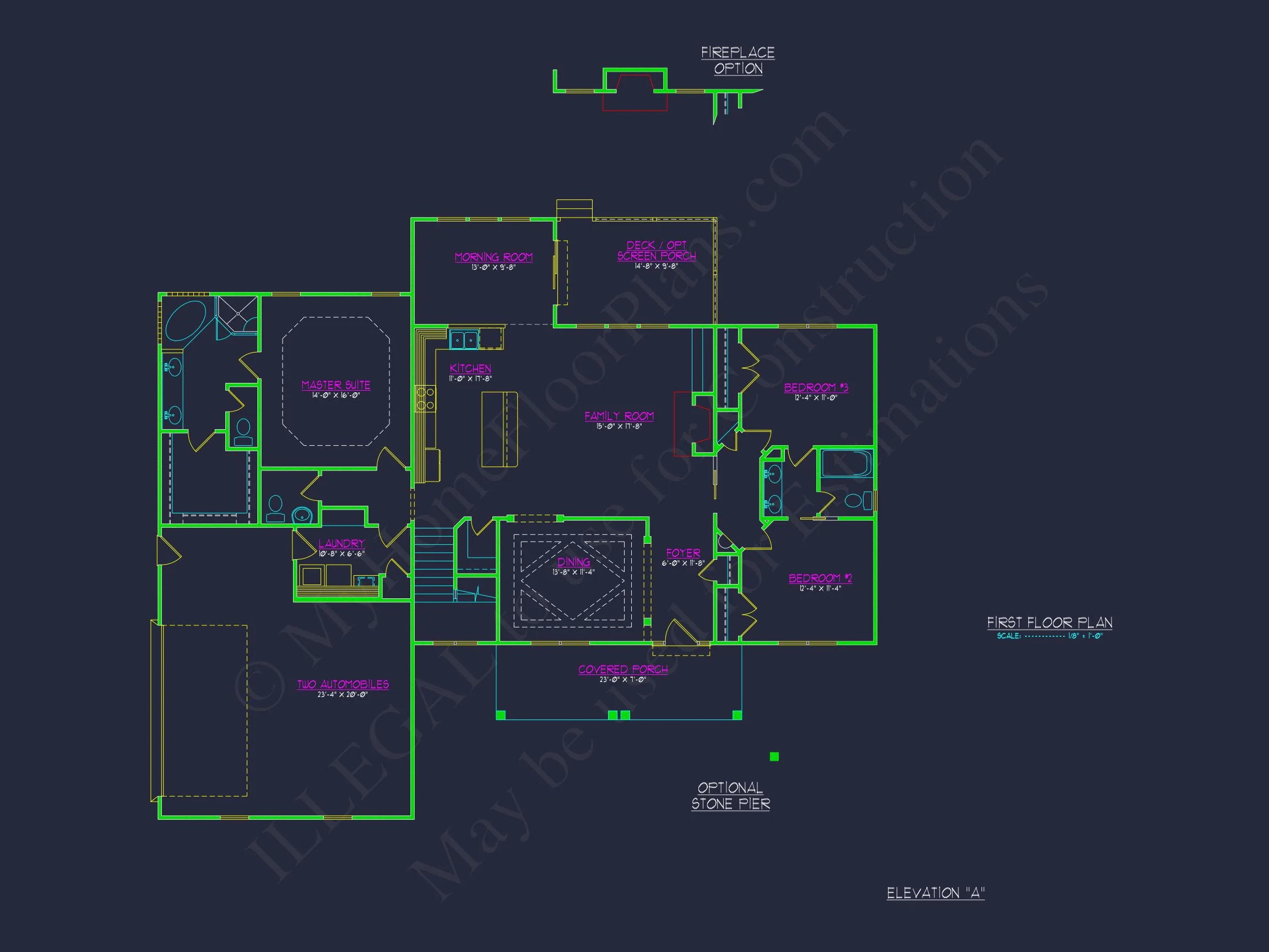 Craftsman house Plan with 4 Bedrooms, 2 Floors & 3 Elevations