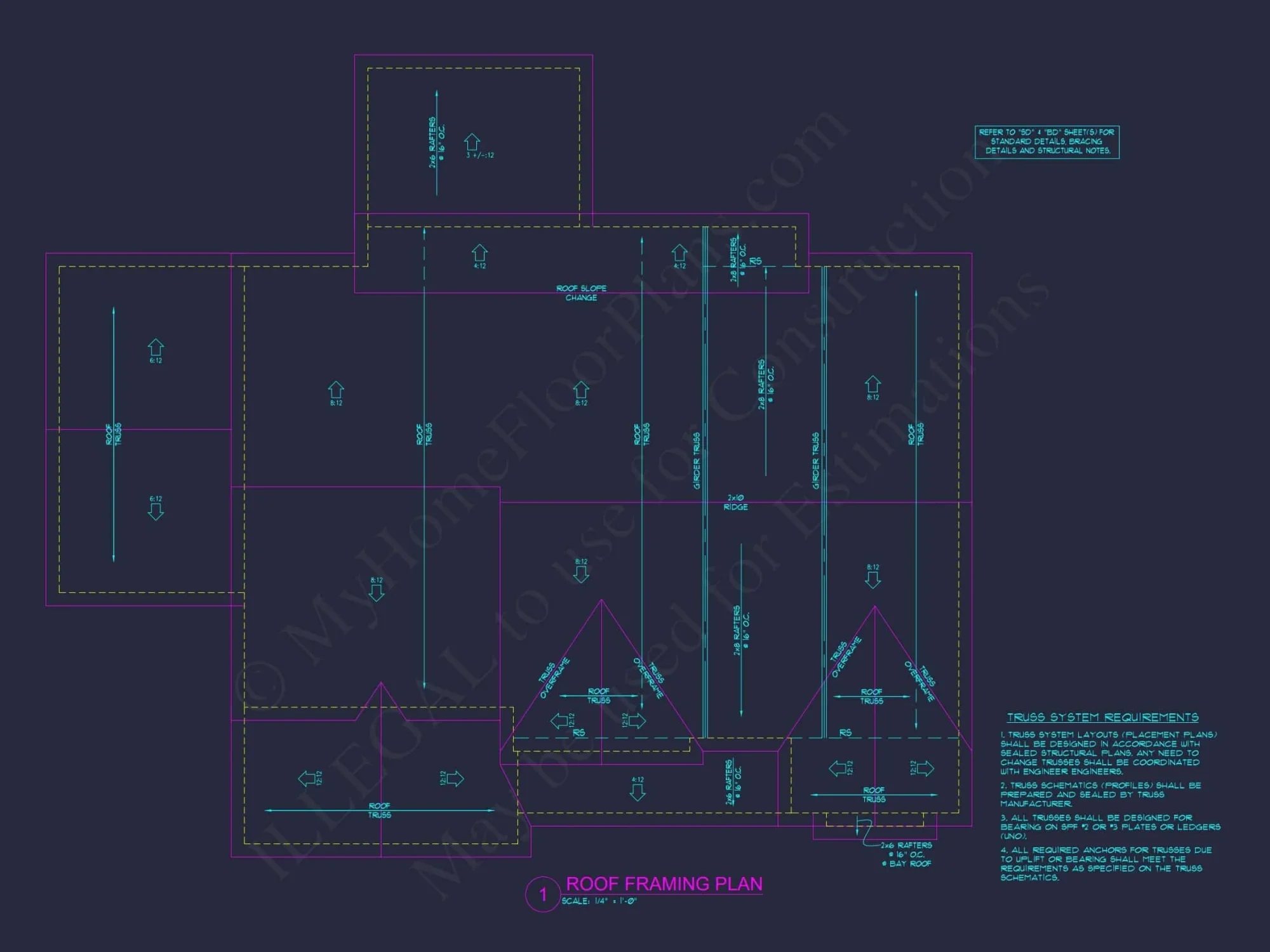 Architectural Floor Plan Blueprint for Spacious 4-Bed Craftsman house