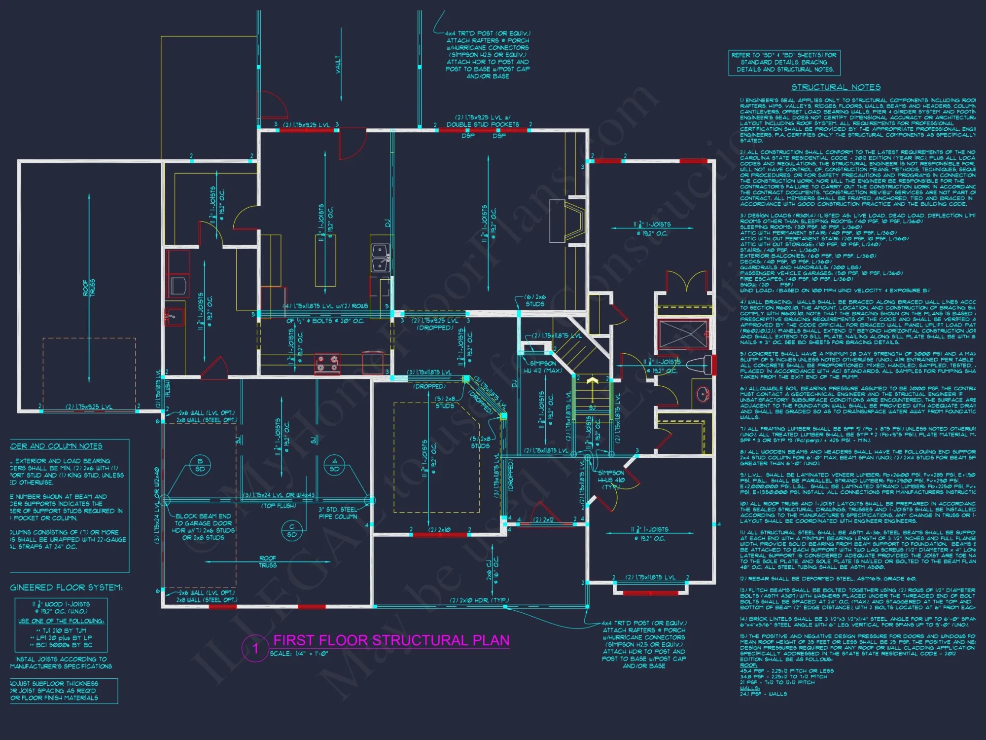 Architectural Floor Plan Blueprint for Spacious 4-Bed Craftsman house