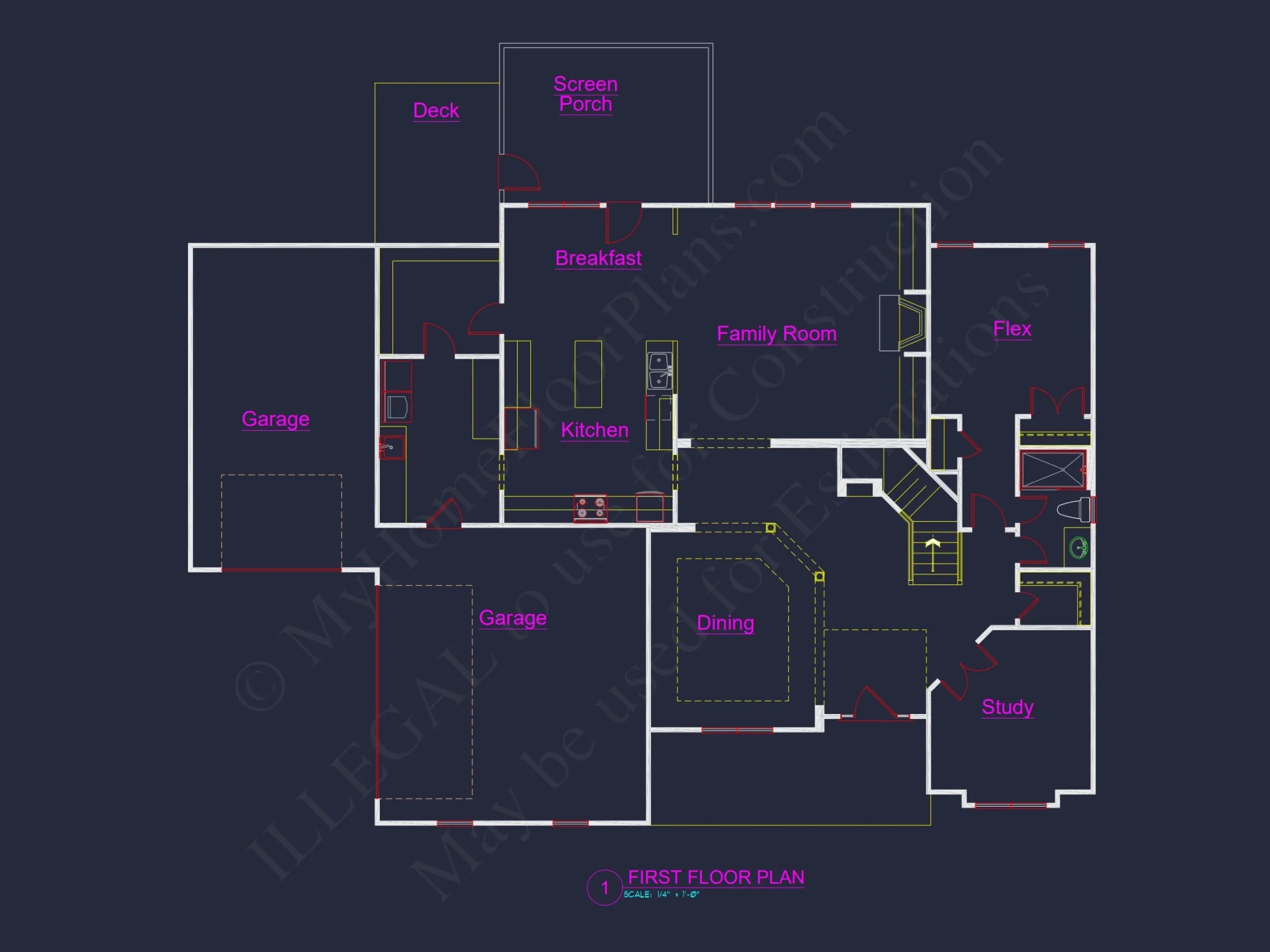 Architectural Floor Plan Blueprint for Spacious 4-Bed Craftsman house