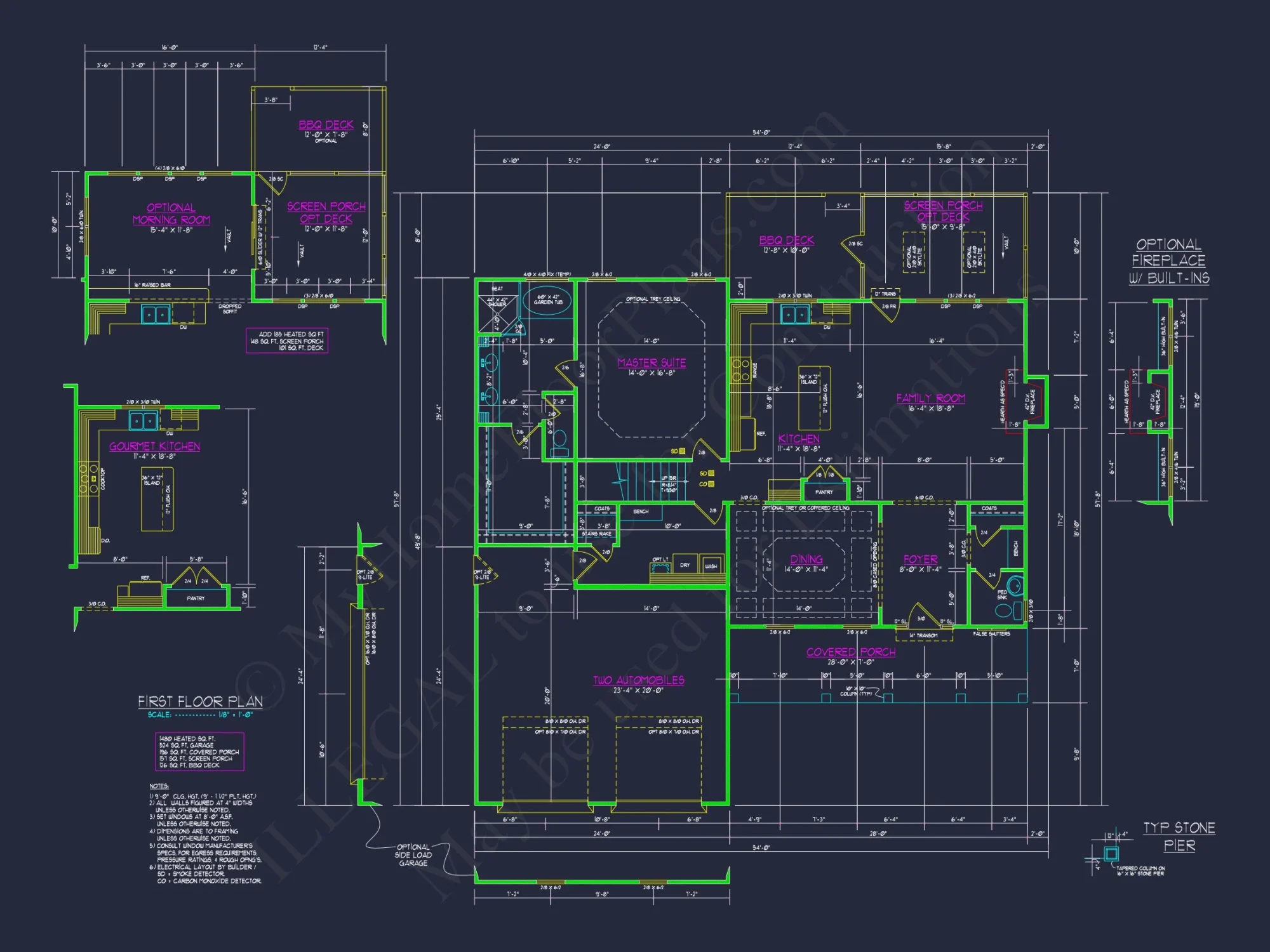 Spacious 2-Story house Plan with Custom Features and CAD Designs