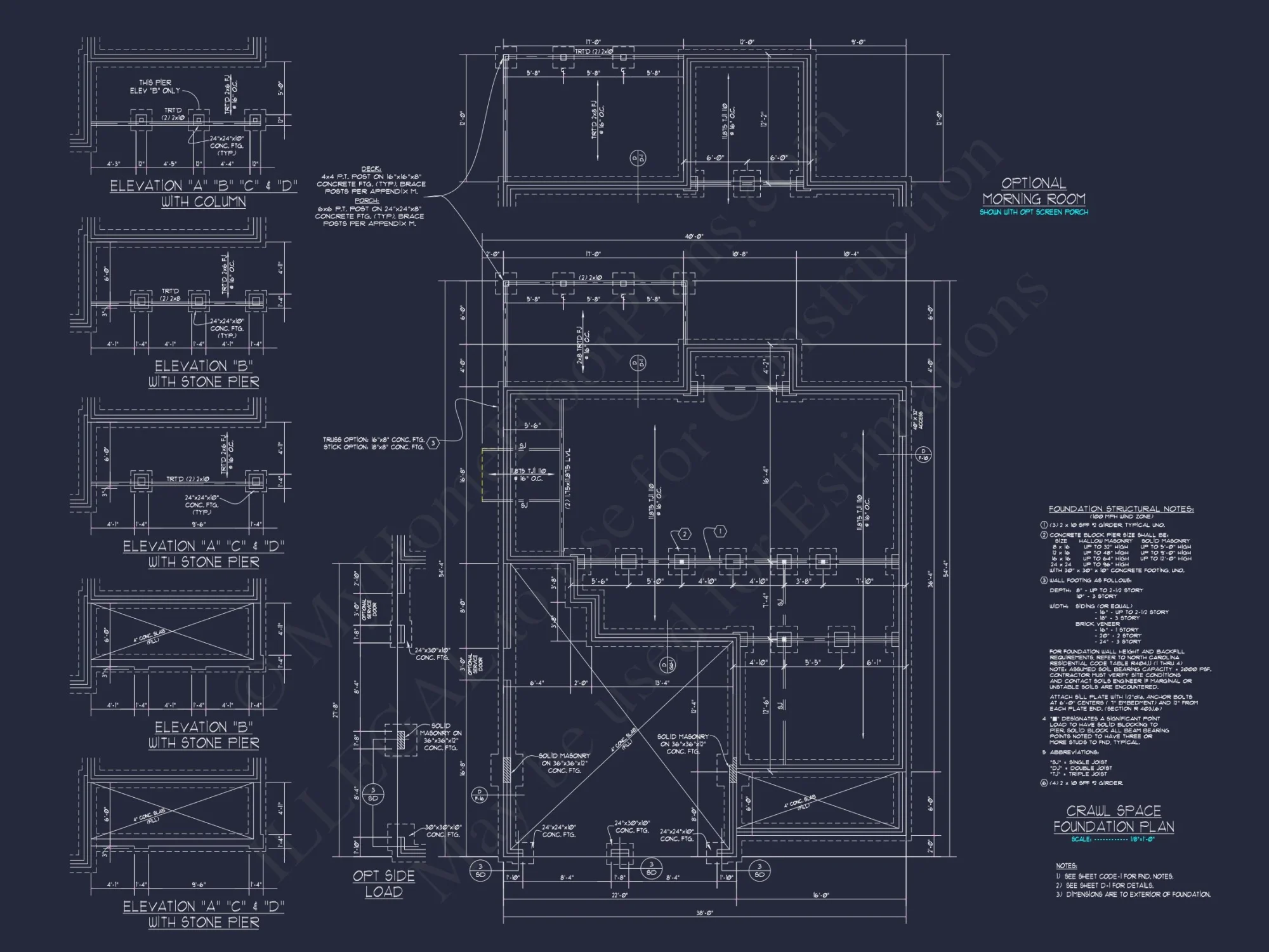 house Plan Blueprint with 2 Floors, 4 Beds, 3 Car Garage