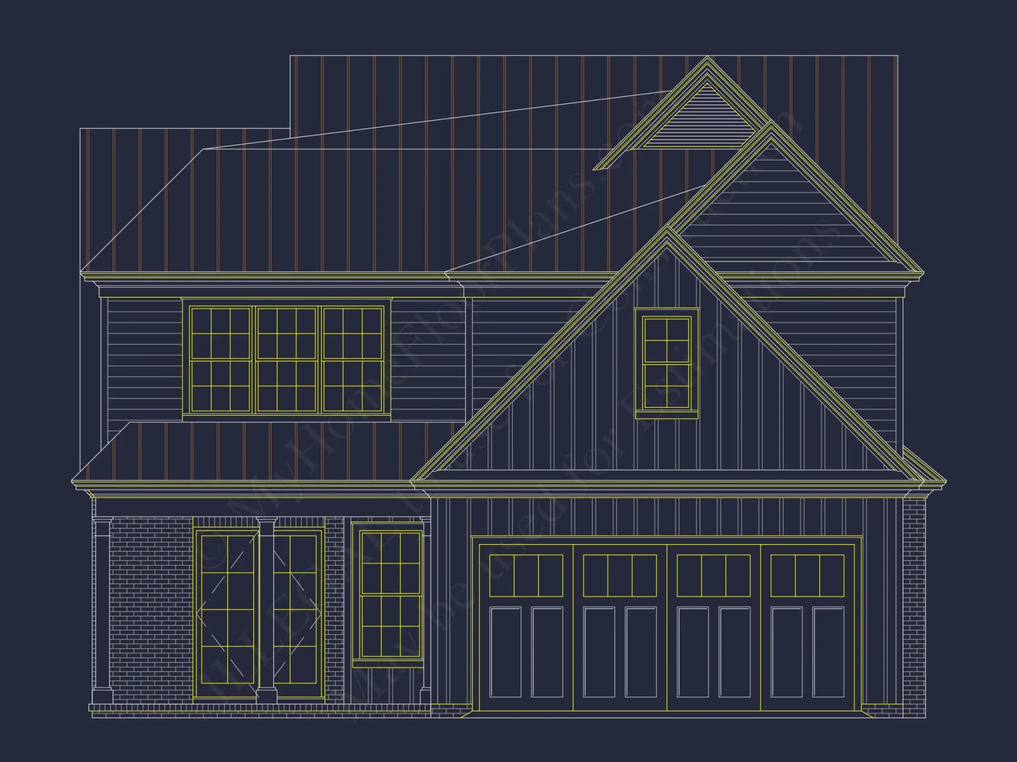 Craftsman-Style house Floor Plan with Spacious CAD Designs