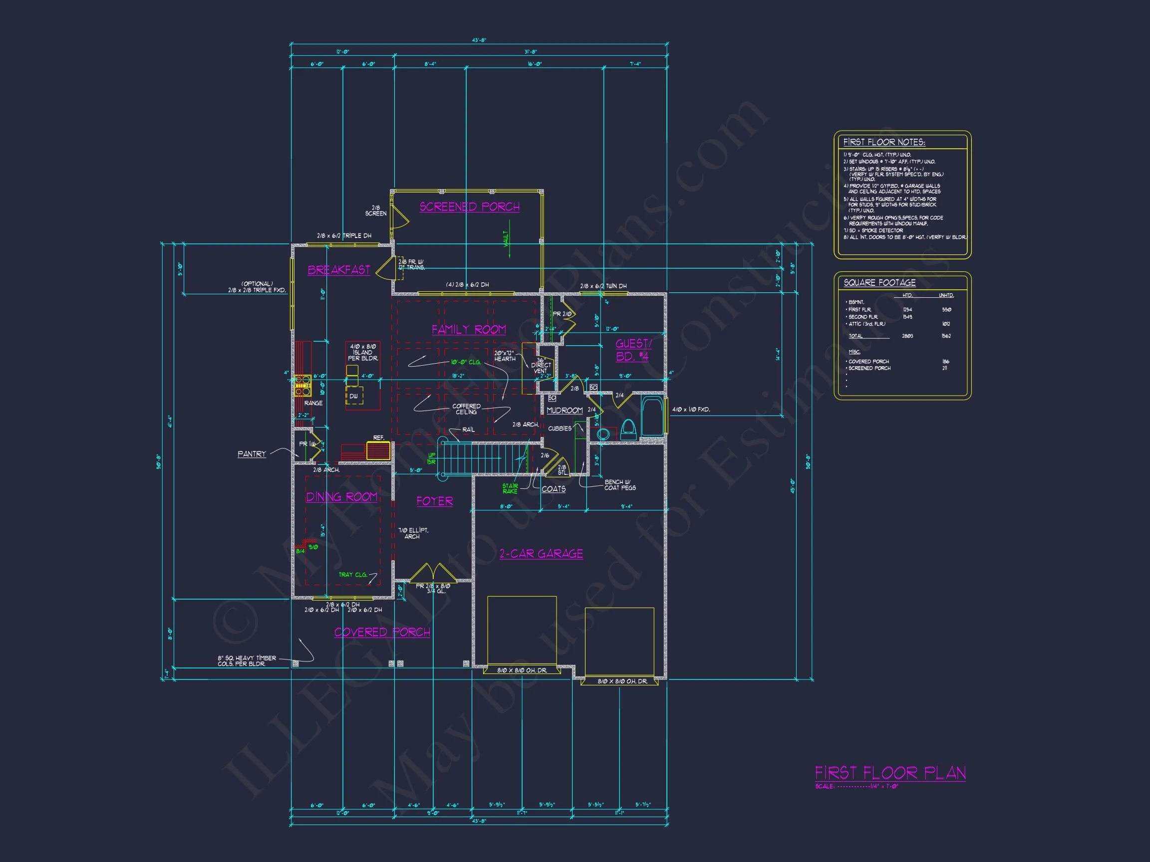 Craftsman house Plan with 2-Story Floor Plan & CAD Designs