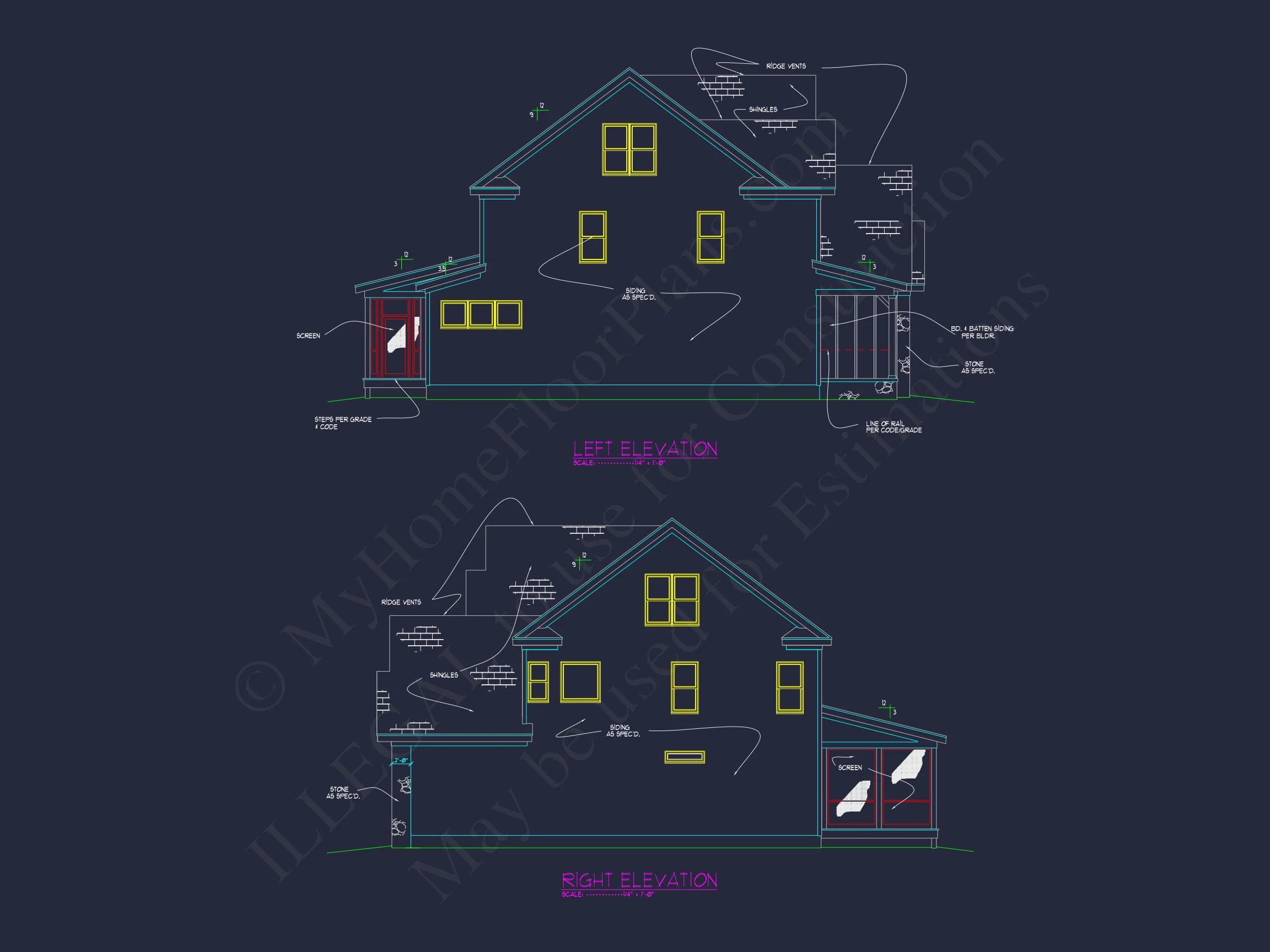 Craftsman house Plan with 2-Story Floor Plan & CAD Designs