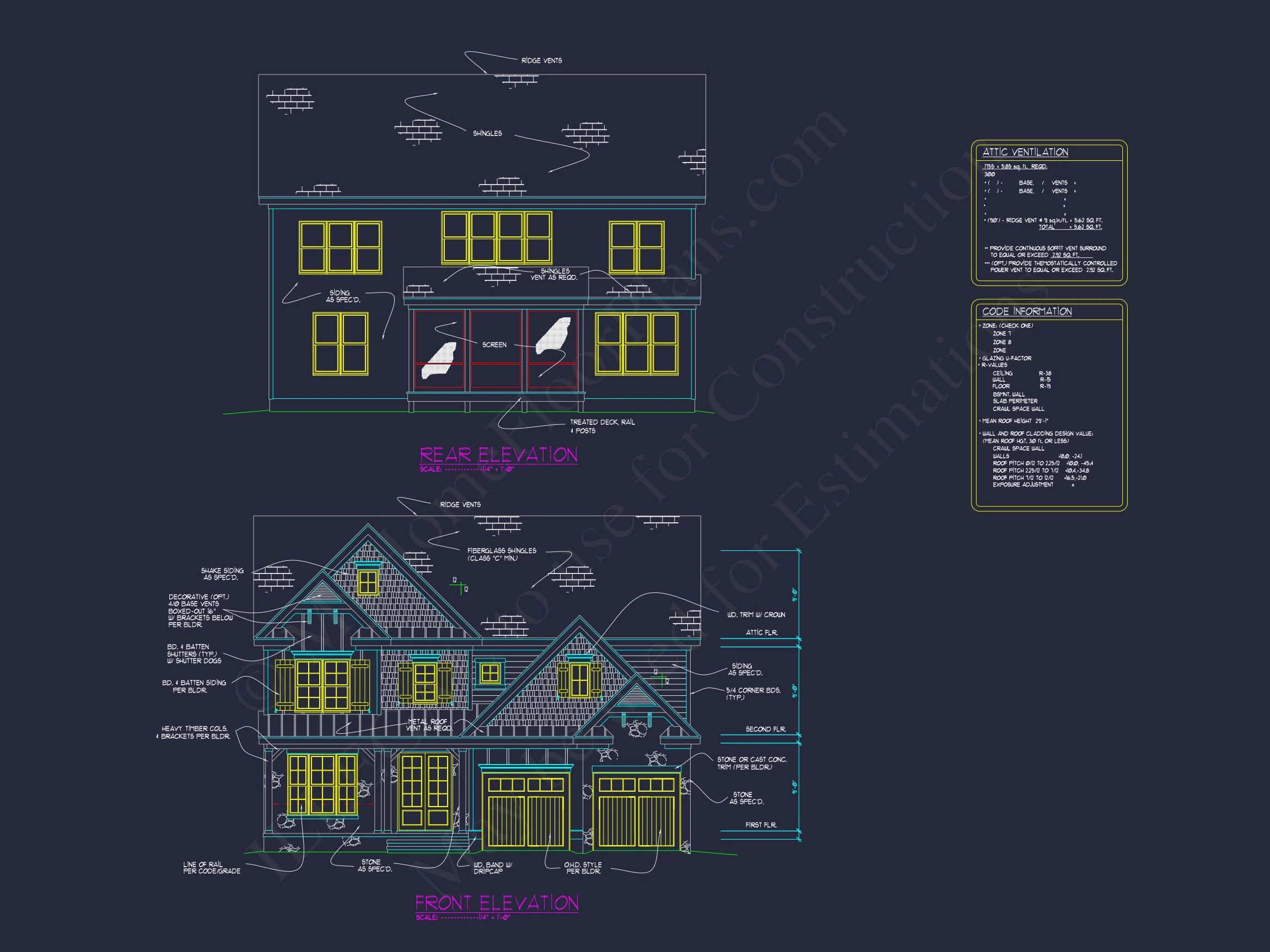 Craftsman house Plan with 2-Story Floor Plan & CAD Designs