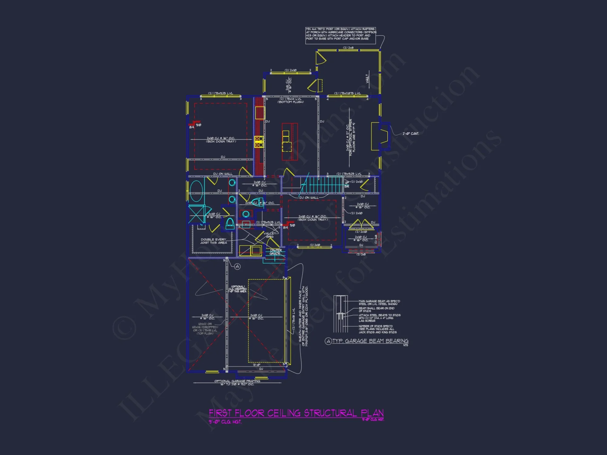 house Floor Plan Blueprint with CAD Designs for 4-Bedroom Build